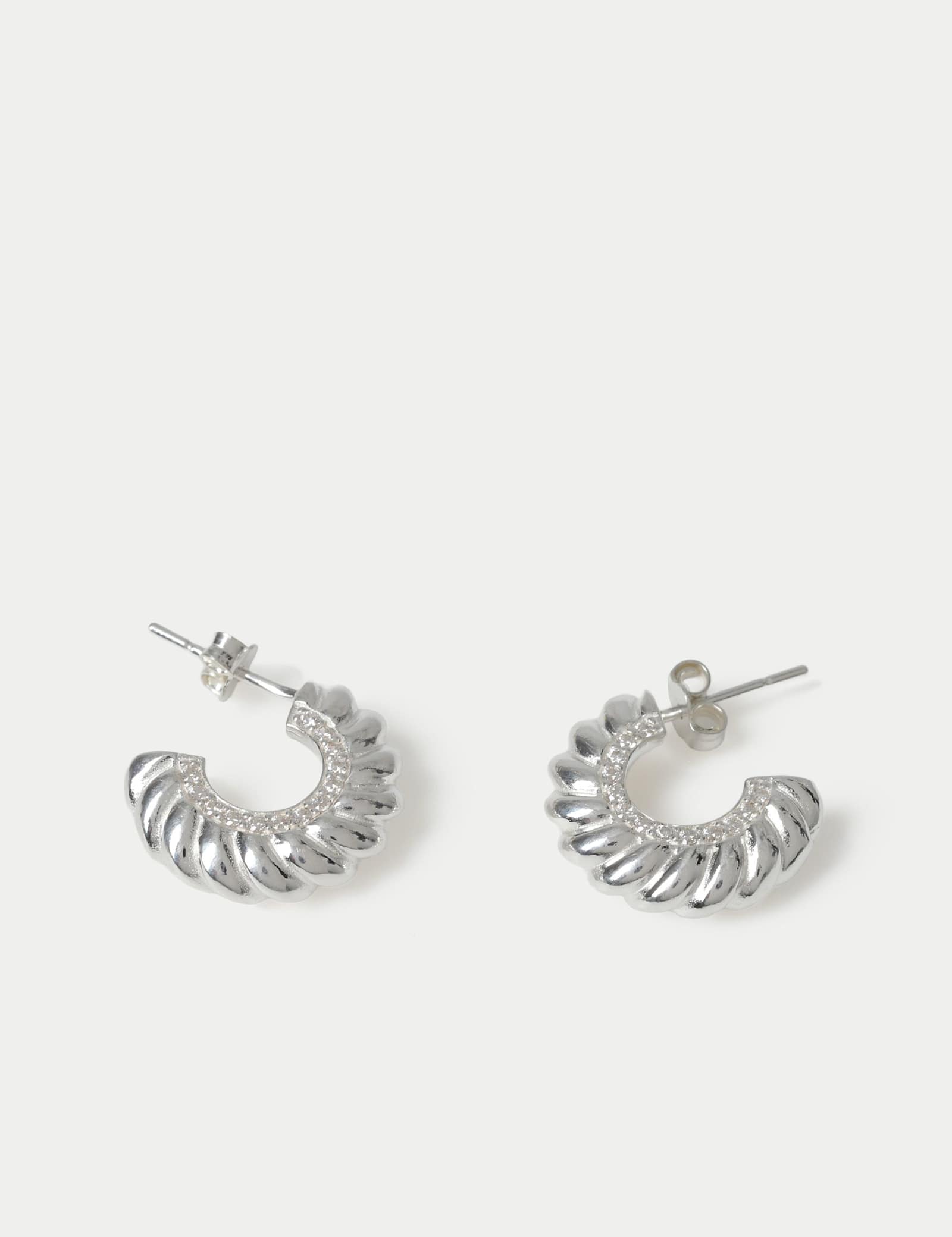 Sterling Silver C Hoop Earrings - image 2