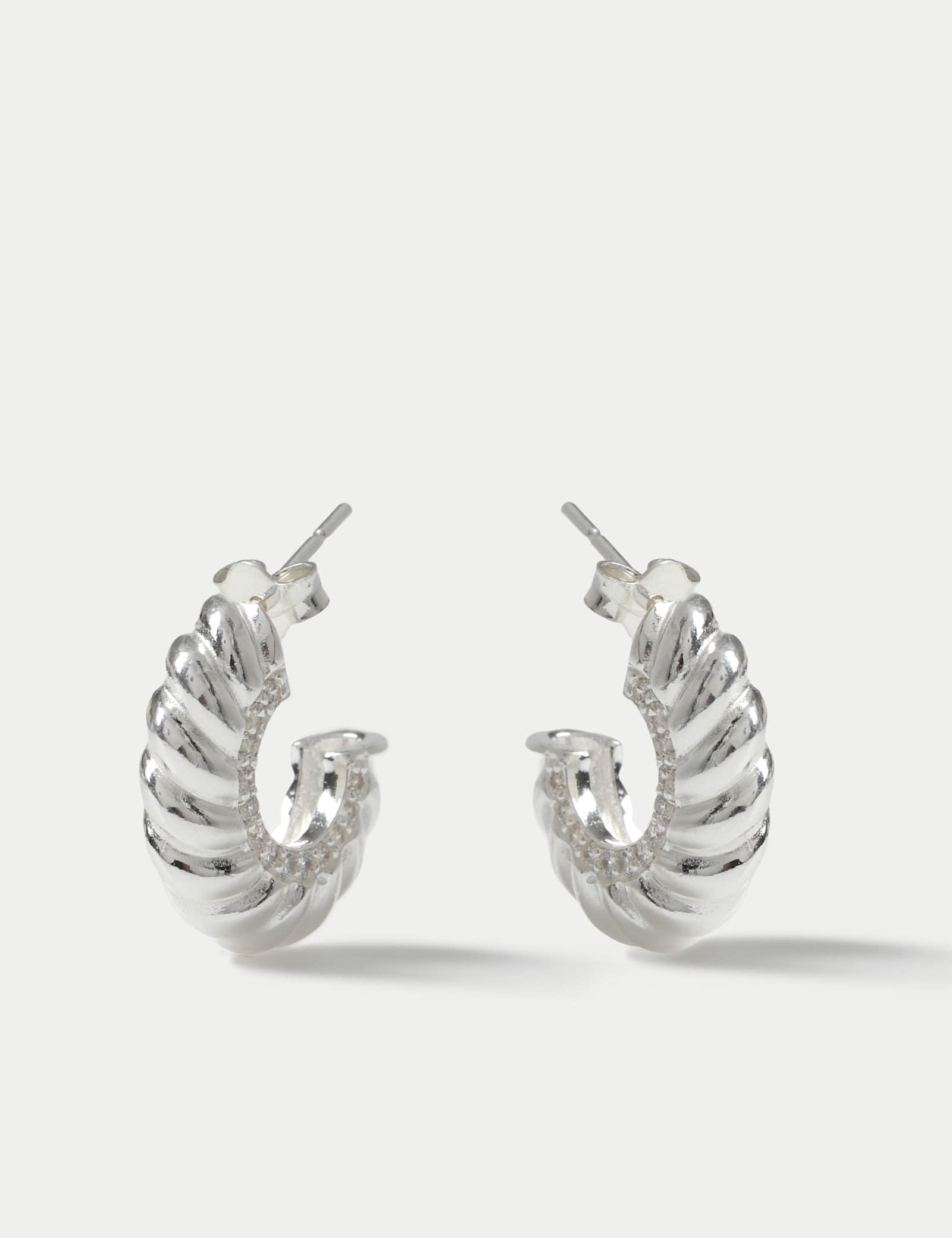 Sterling Silver C Hoop Earrings - image 3