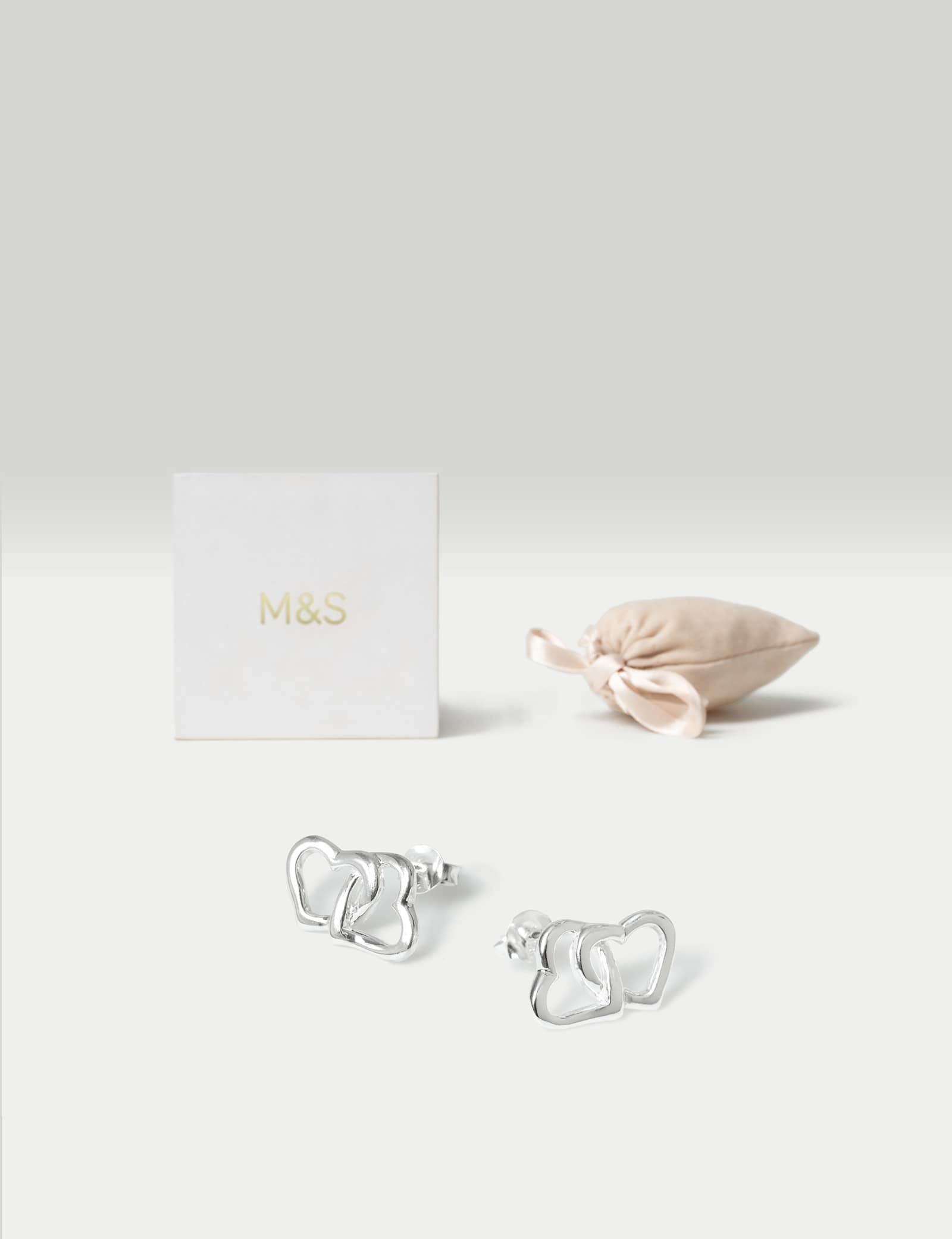 Sterling Silver Heart Stud Earrings - image 1