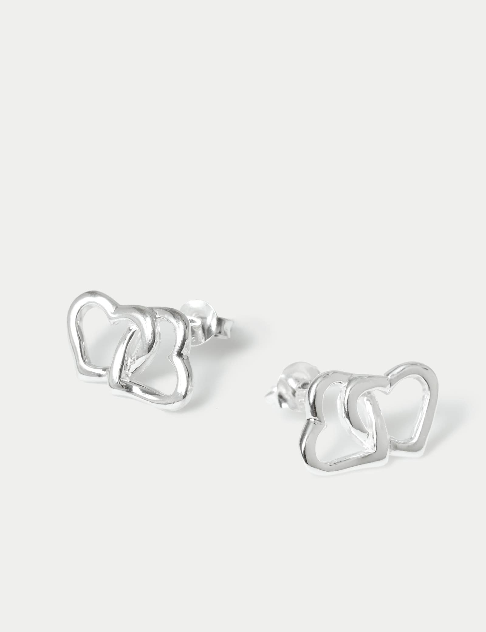 Sterling Silver Heart Stud Earrings - image 2