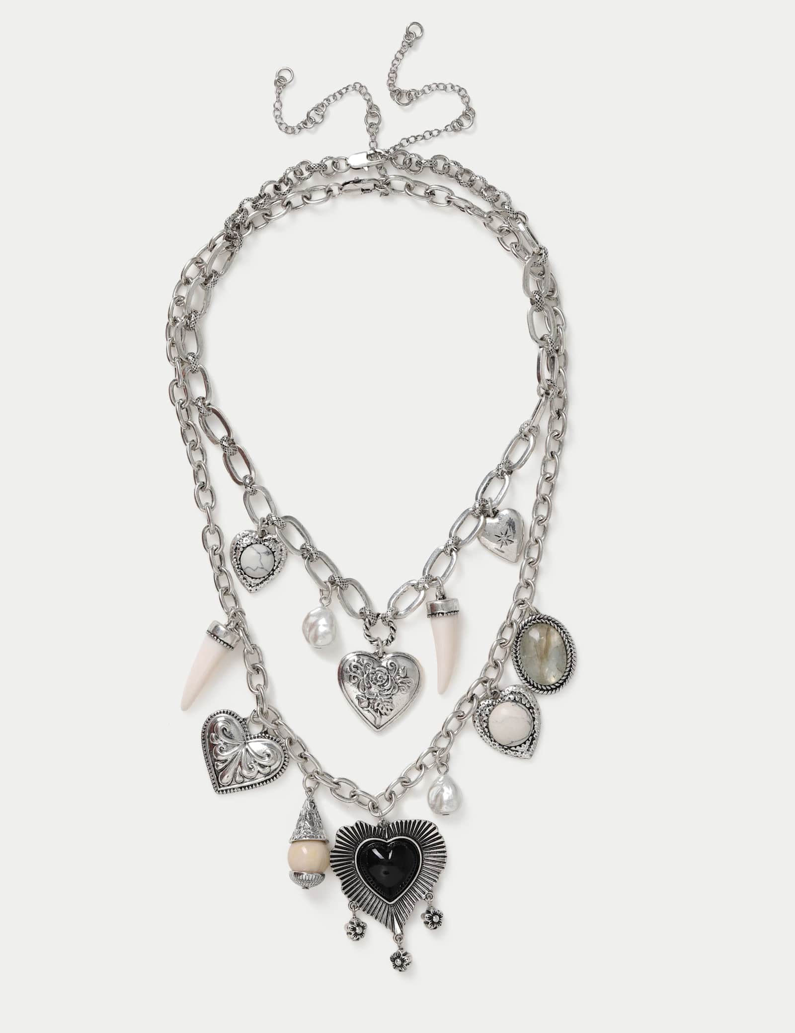 Heart Multi Row Charm Necklace - image 1