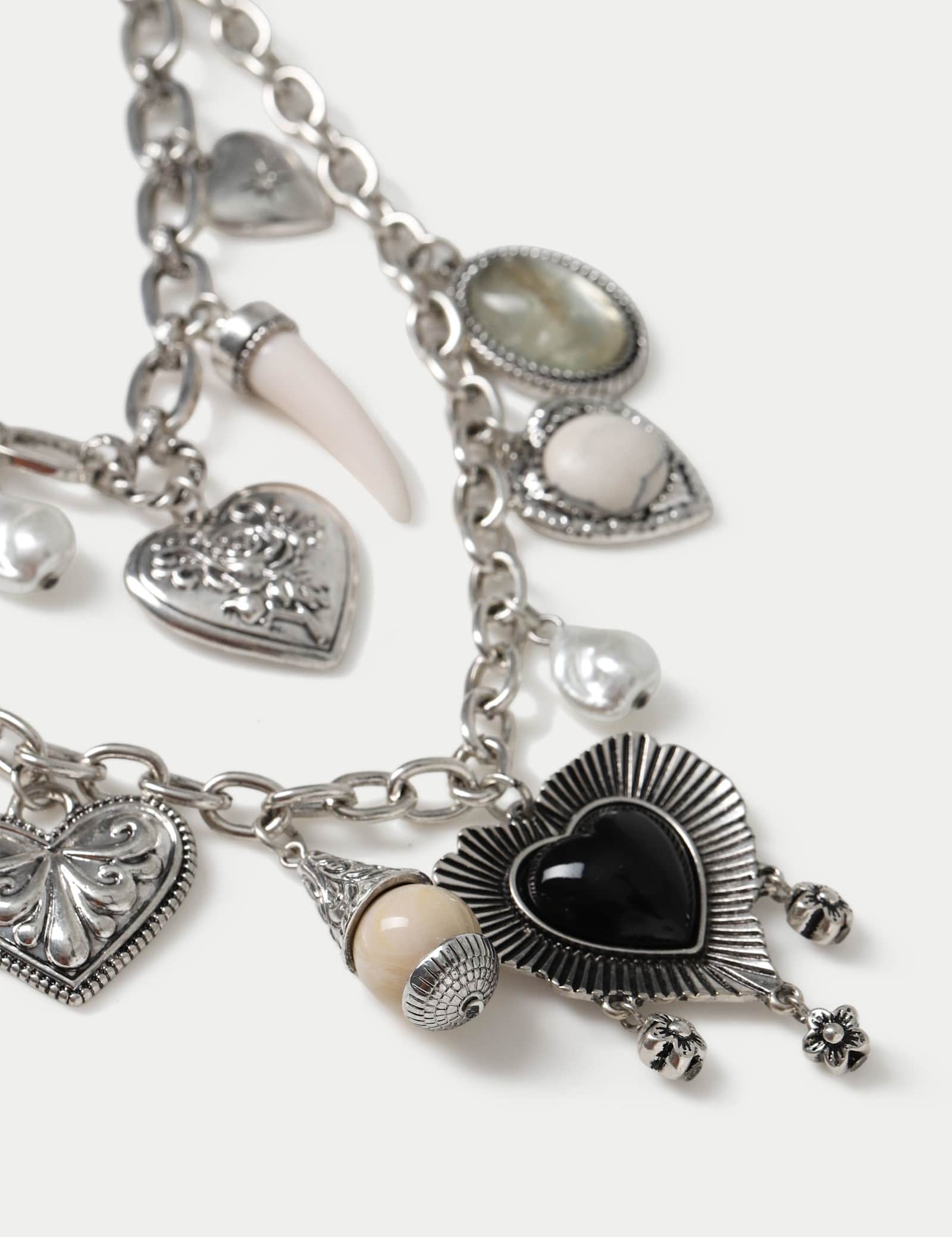 Heart Multi Row Charm Necklace - image 3