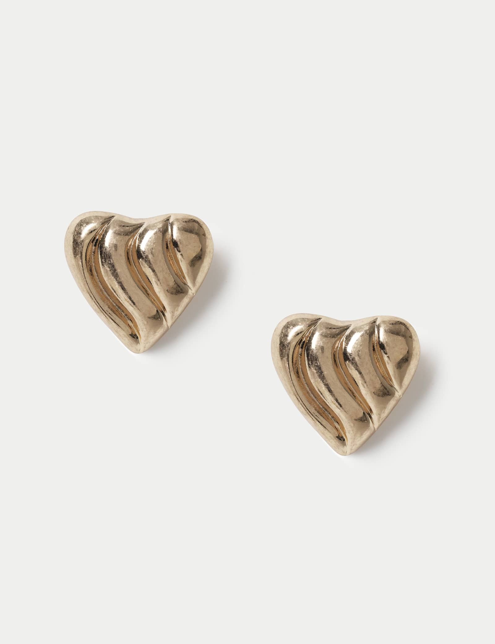 Textured Heart Stud Earrings - image 1