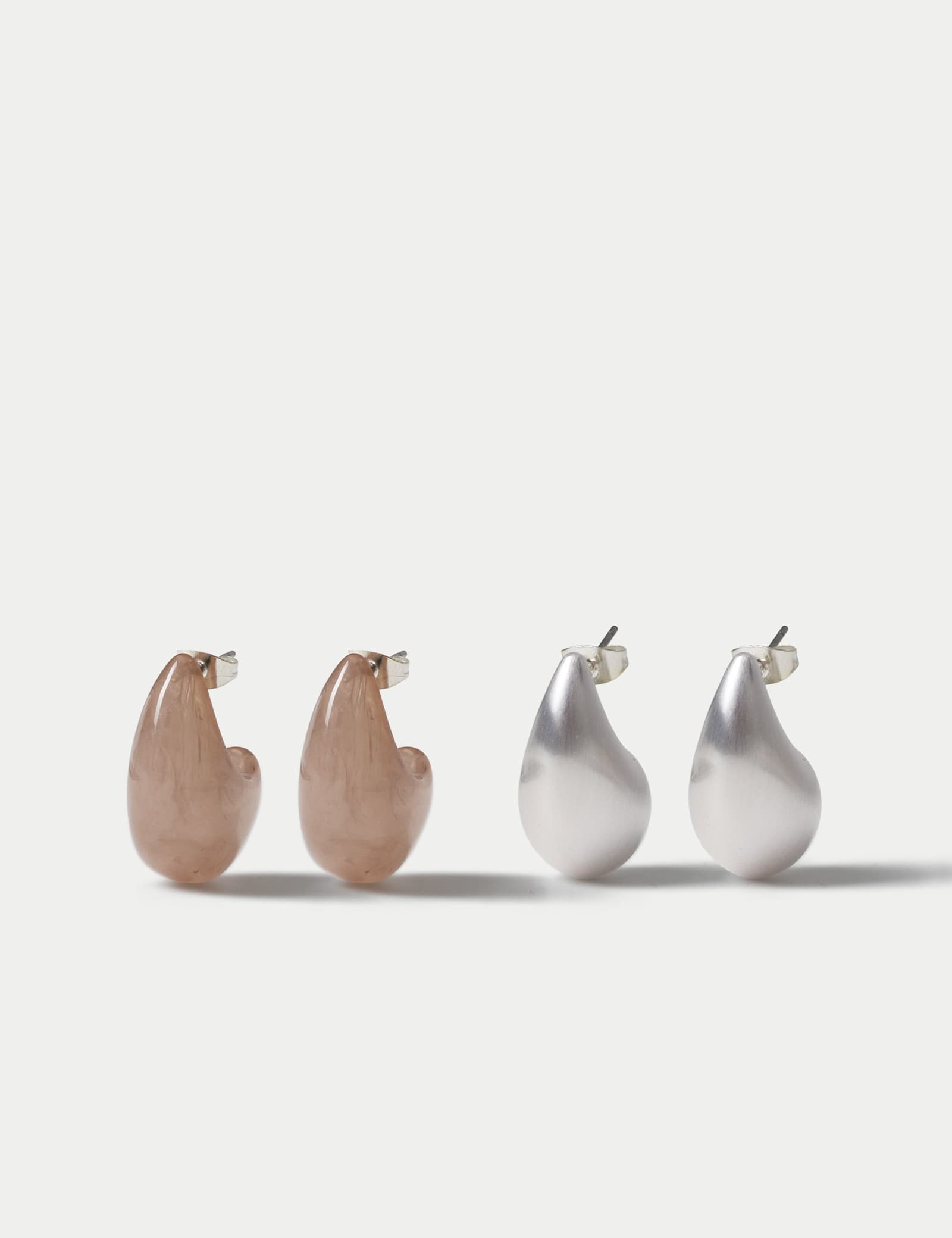 2 Pack Brushed Teardrop Earrings - image 1
