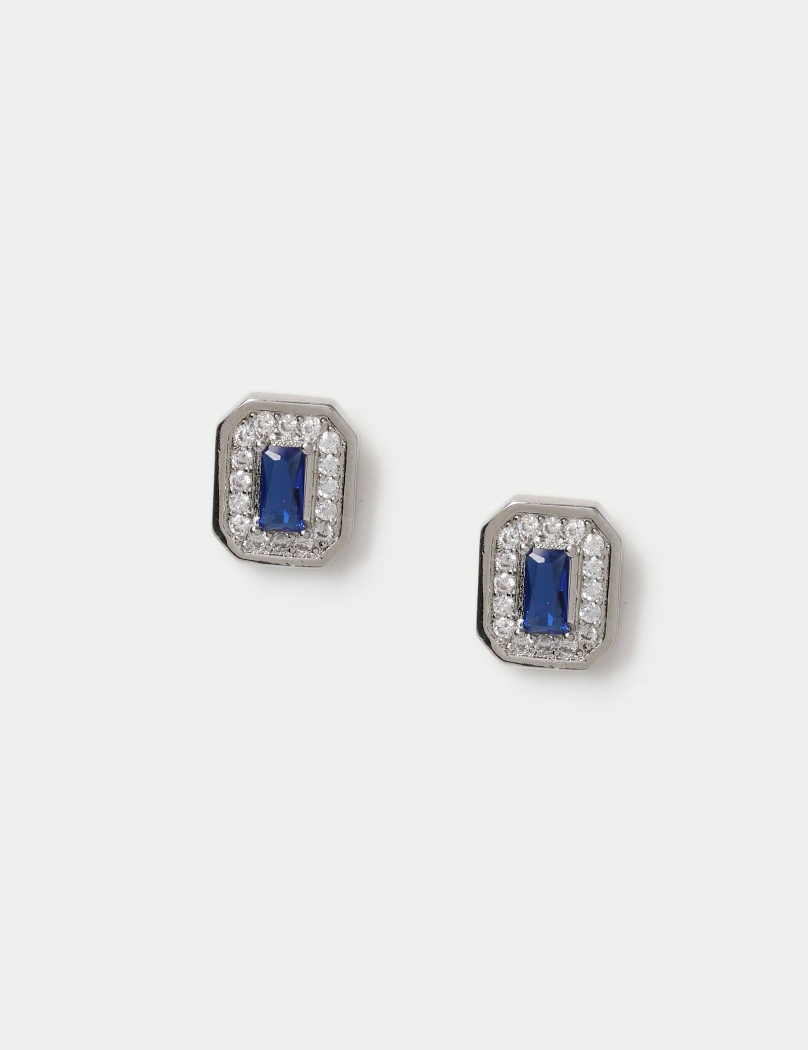Platinum Plated Rectangle Earrings - image 1