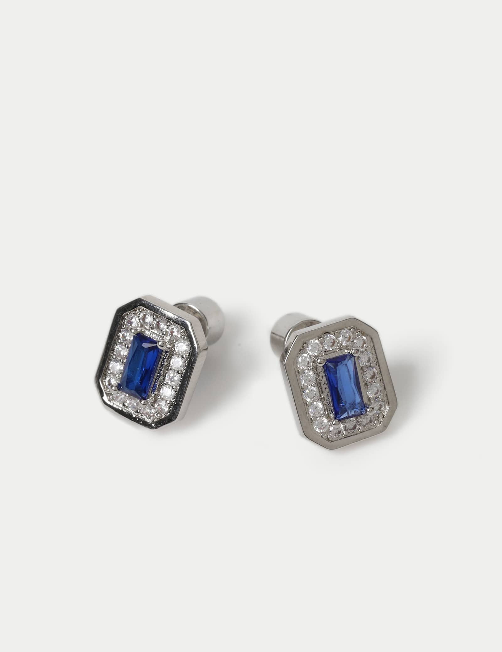 Platinum Plated Rectangle Earrings - image 2