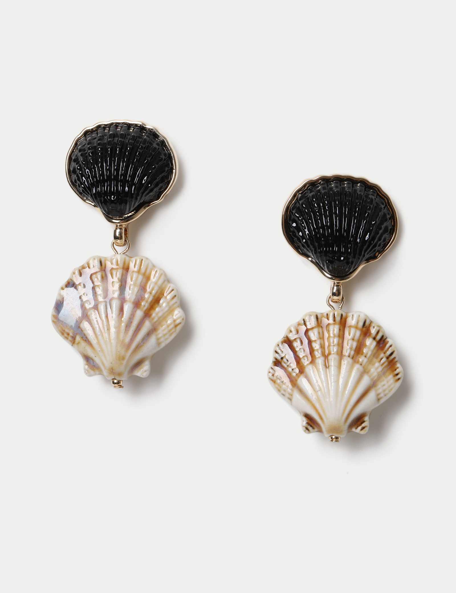 Double Shell Drop Earrings - image 1