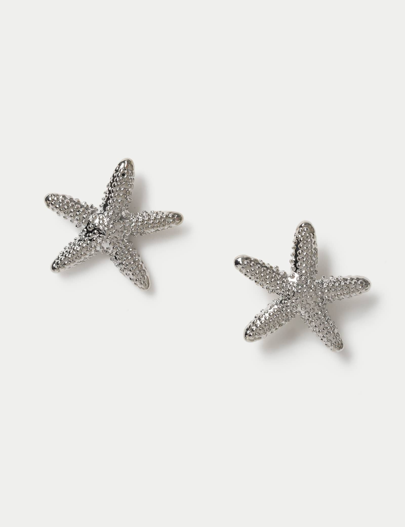 Rhodium Mini Starfish Stud Earrings - image 1
