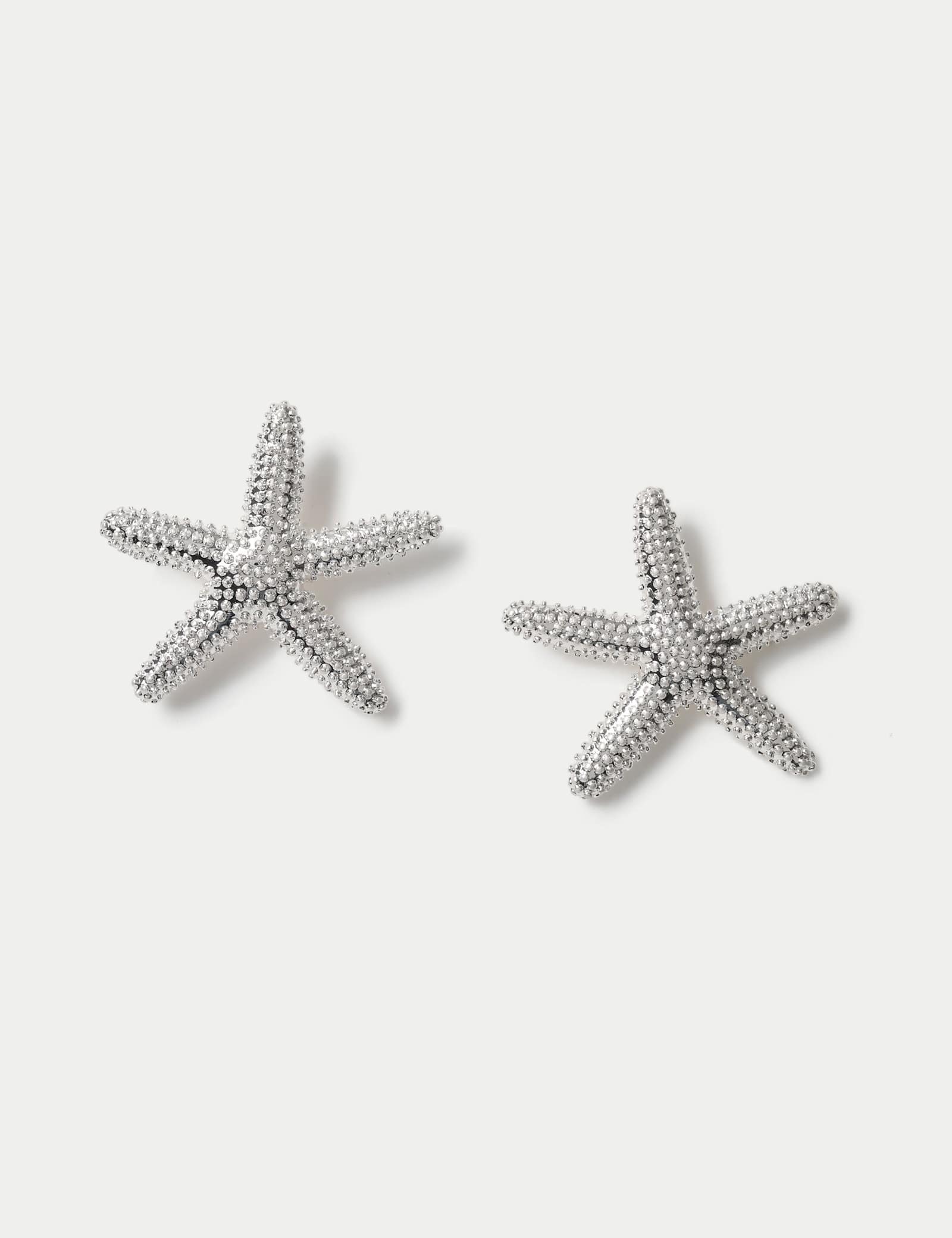 Rhodium Oversized Starfish Stud Earrings - image 1