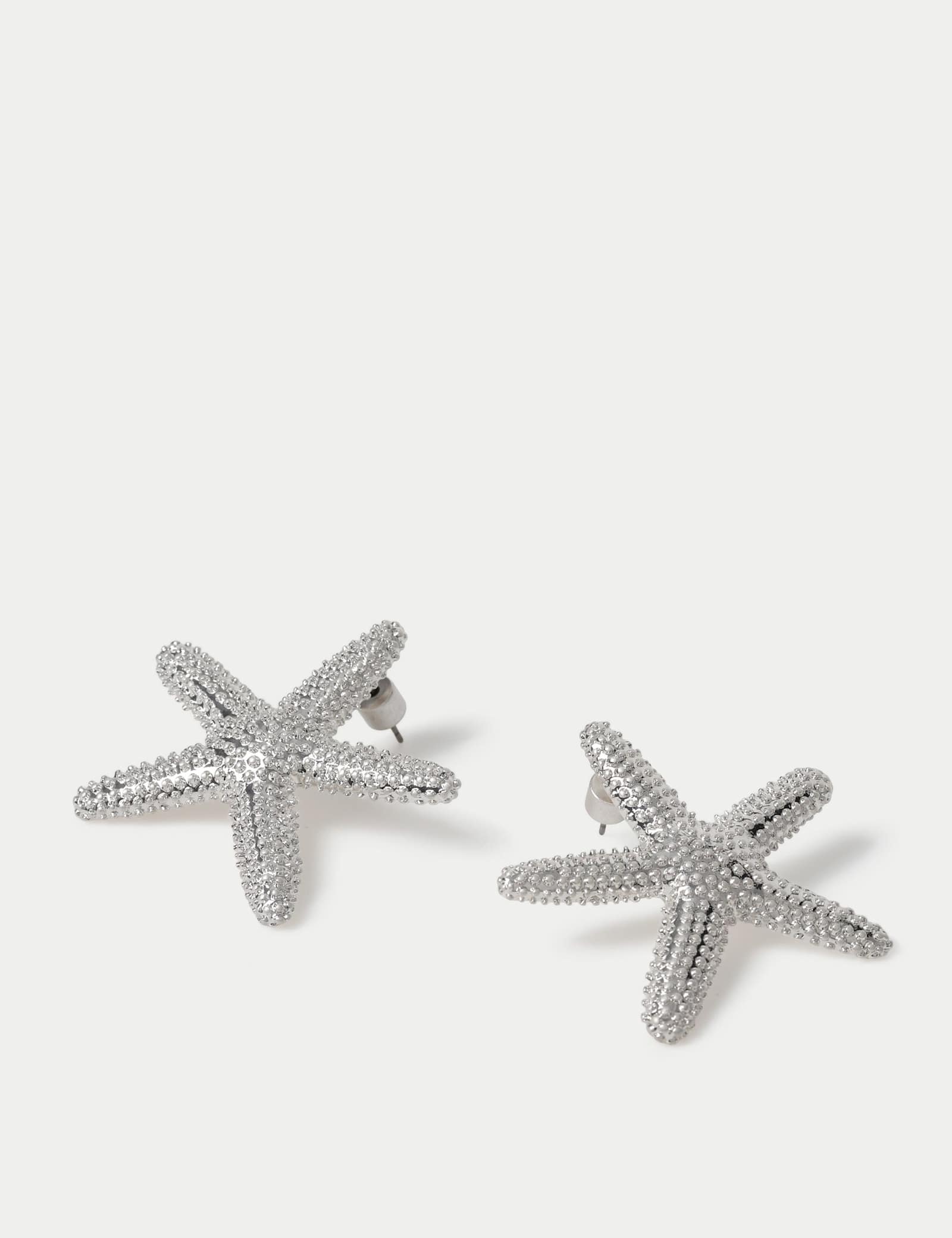 Rhodium Oversized Starfish Stud Earrings - image 2
