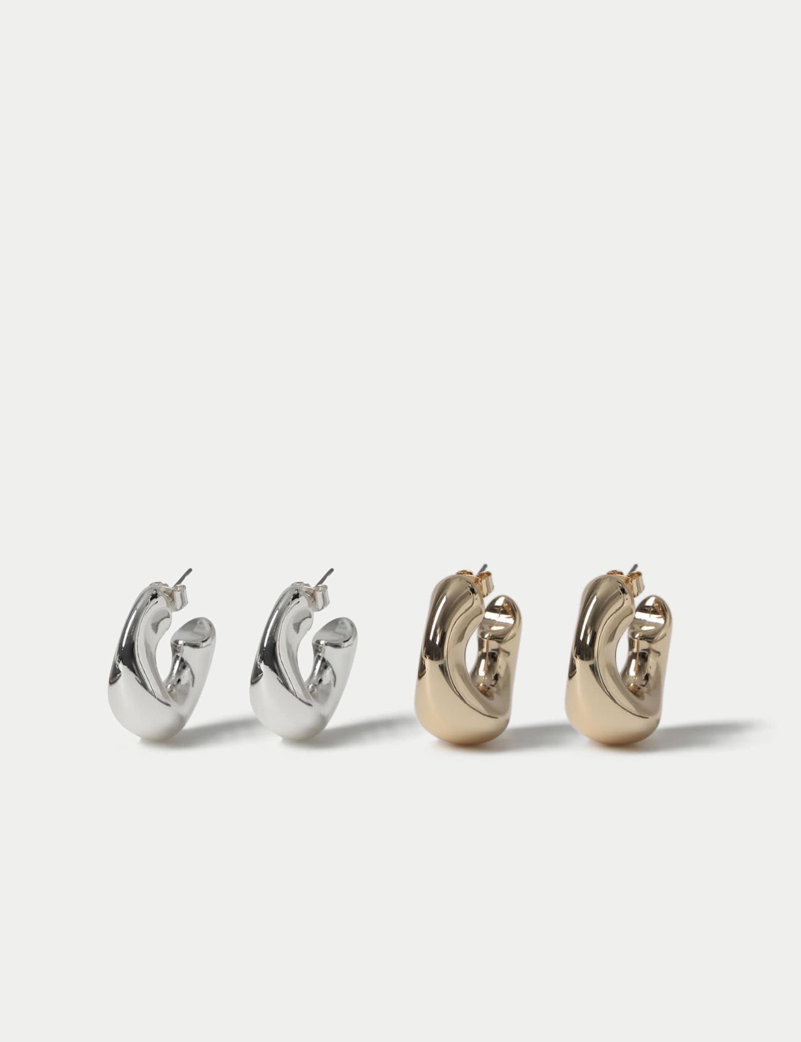 2 Pk Chunky Clean Hoop Earrings - image 1