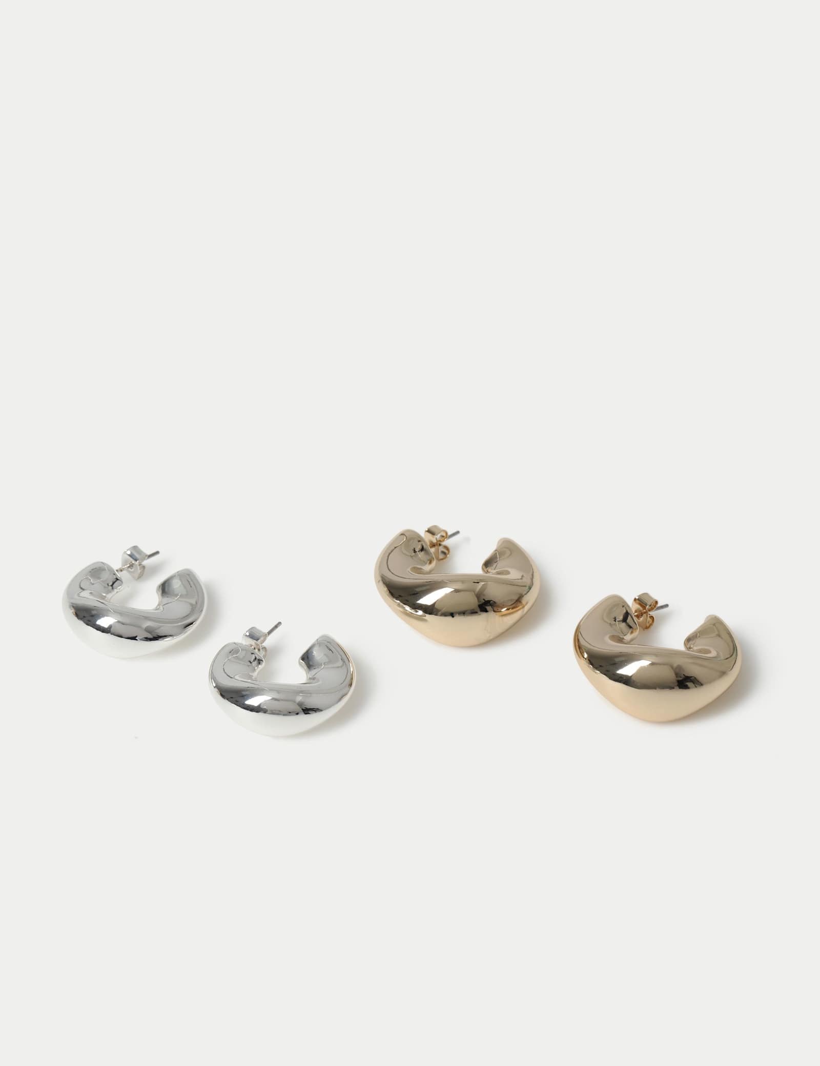 2 Pk Chunky Clean Hoop Earrings - image 2