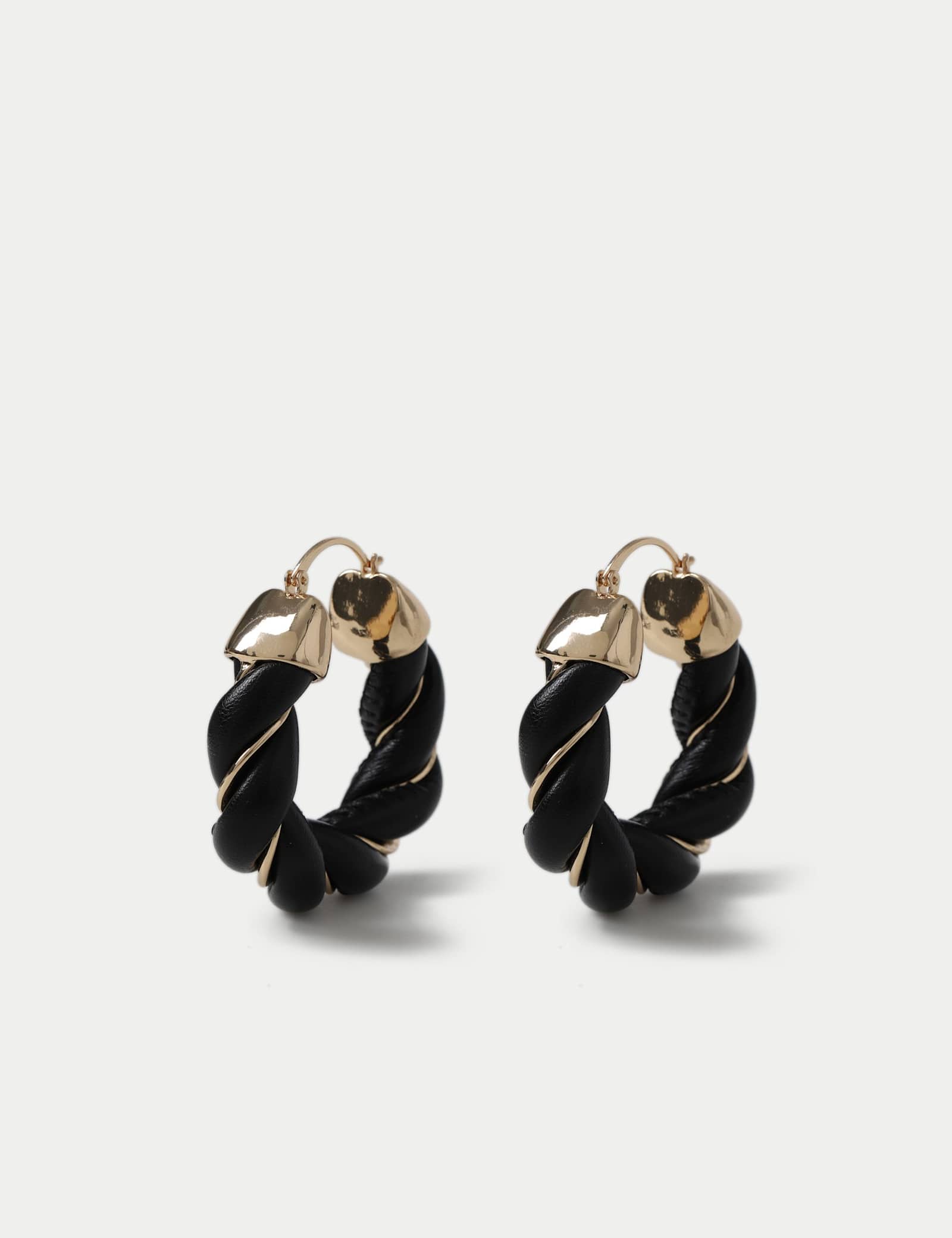 Faux Leather and Chain Hoop Earrings - image 1