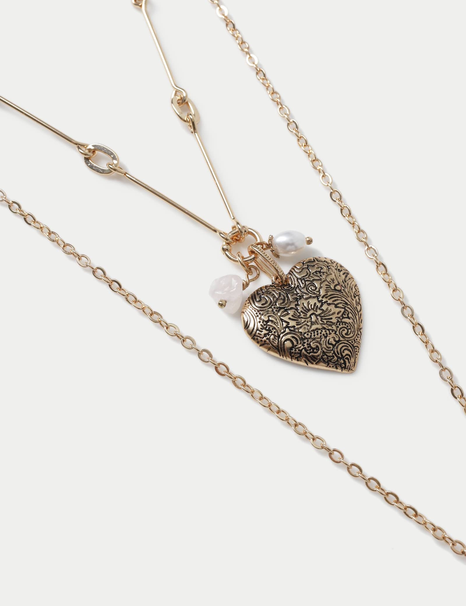 Heart Tassel Multirow Necklace - image 2