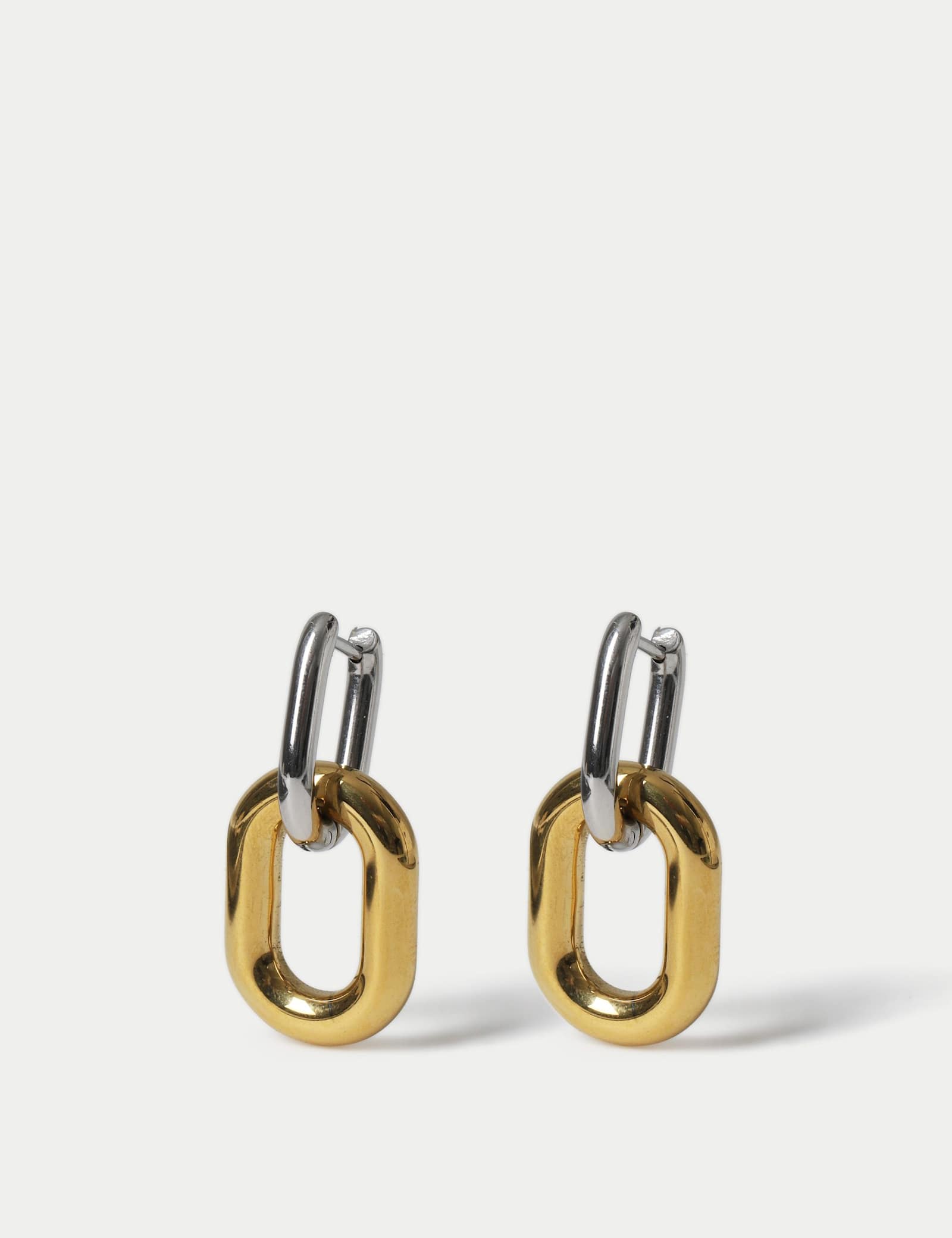 Mixed Metal Link Drop Earrings - image 1