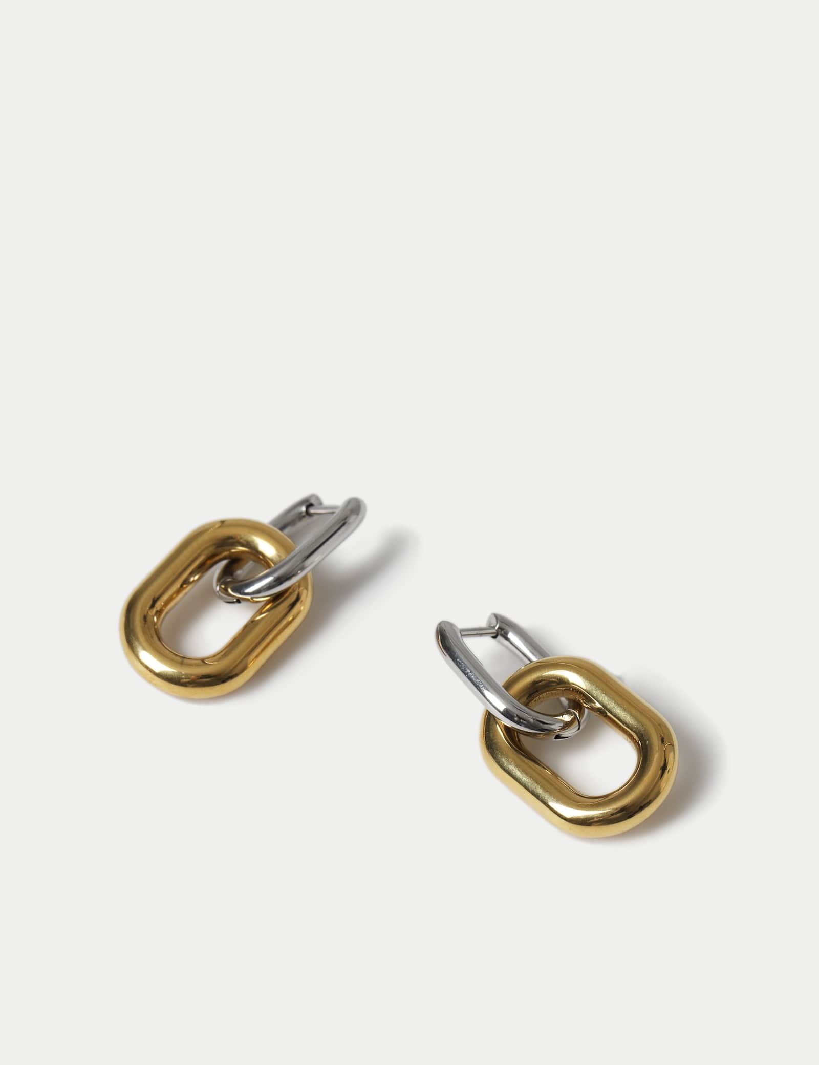 Mixed Metal Link Drop Earrings - image 2