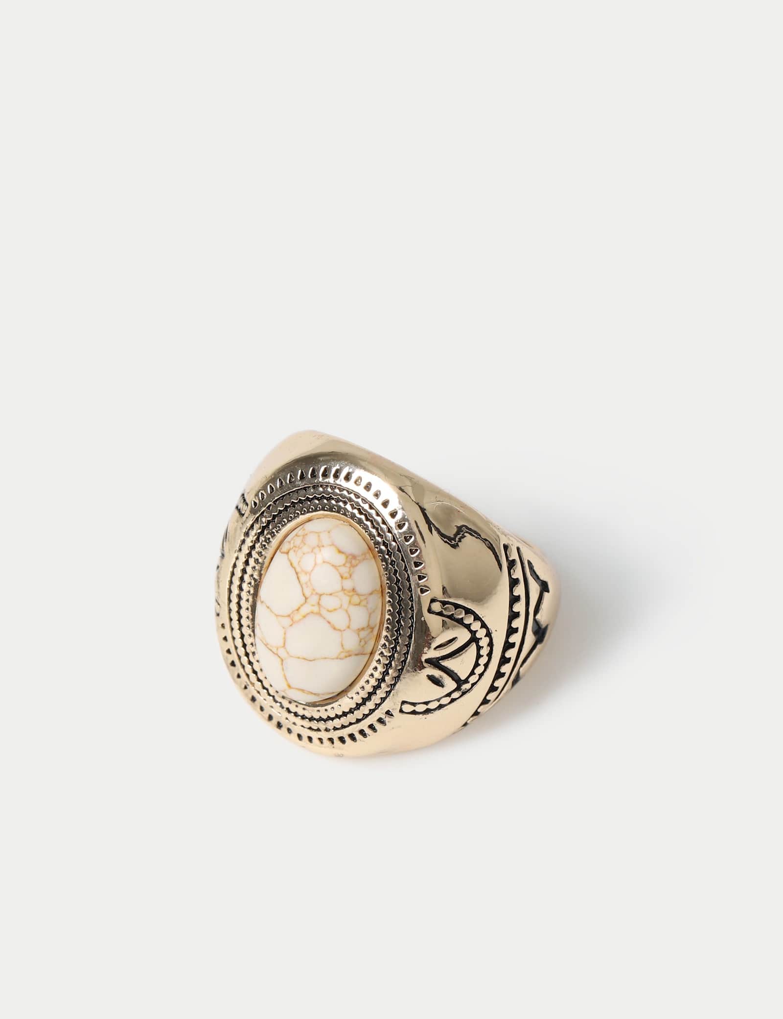 Natural Stone Crackle Ring - image 1