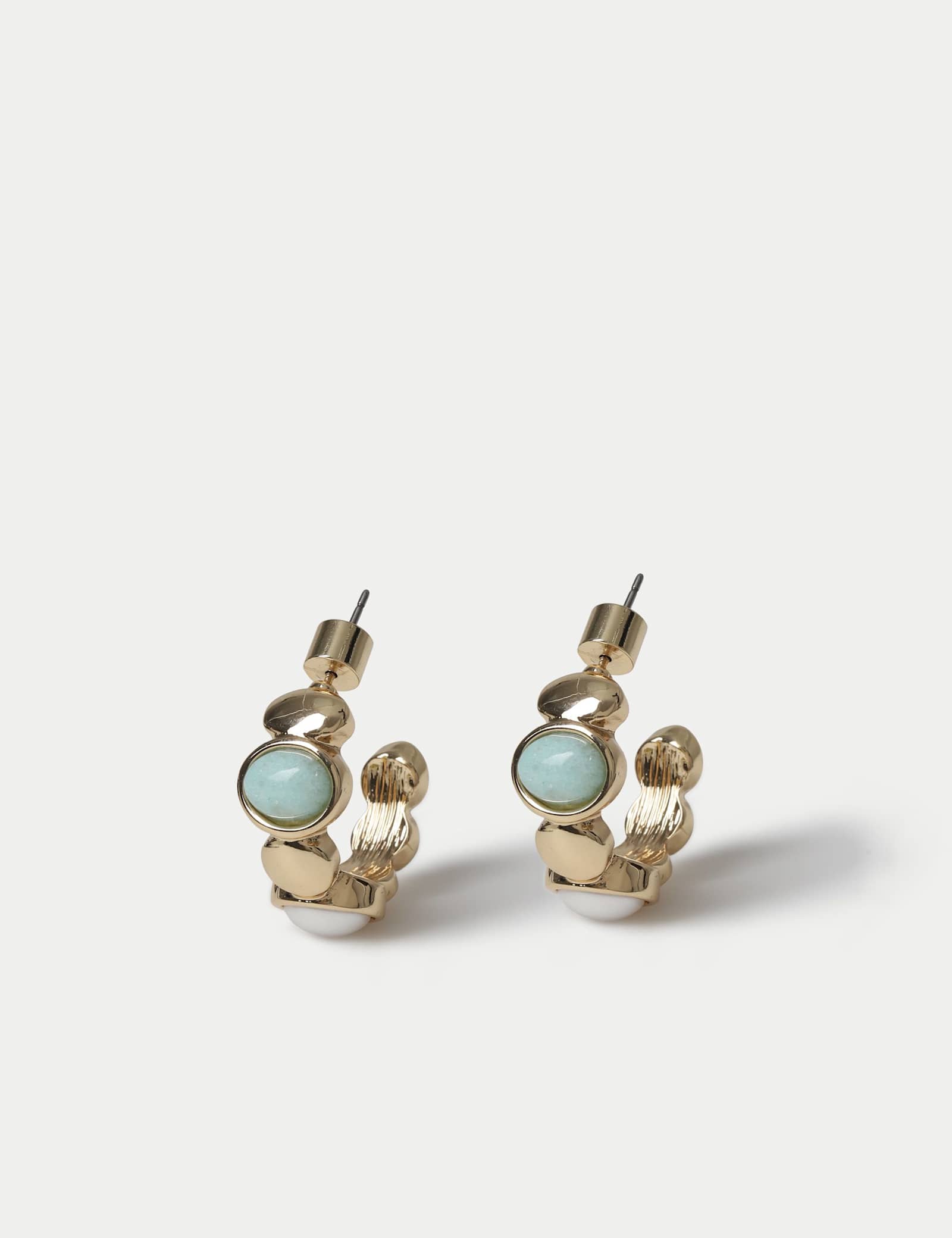 Natural Stone Hoop Earrings - image 1