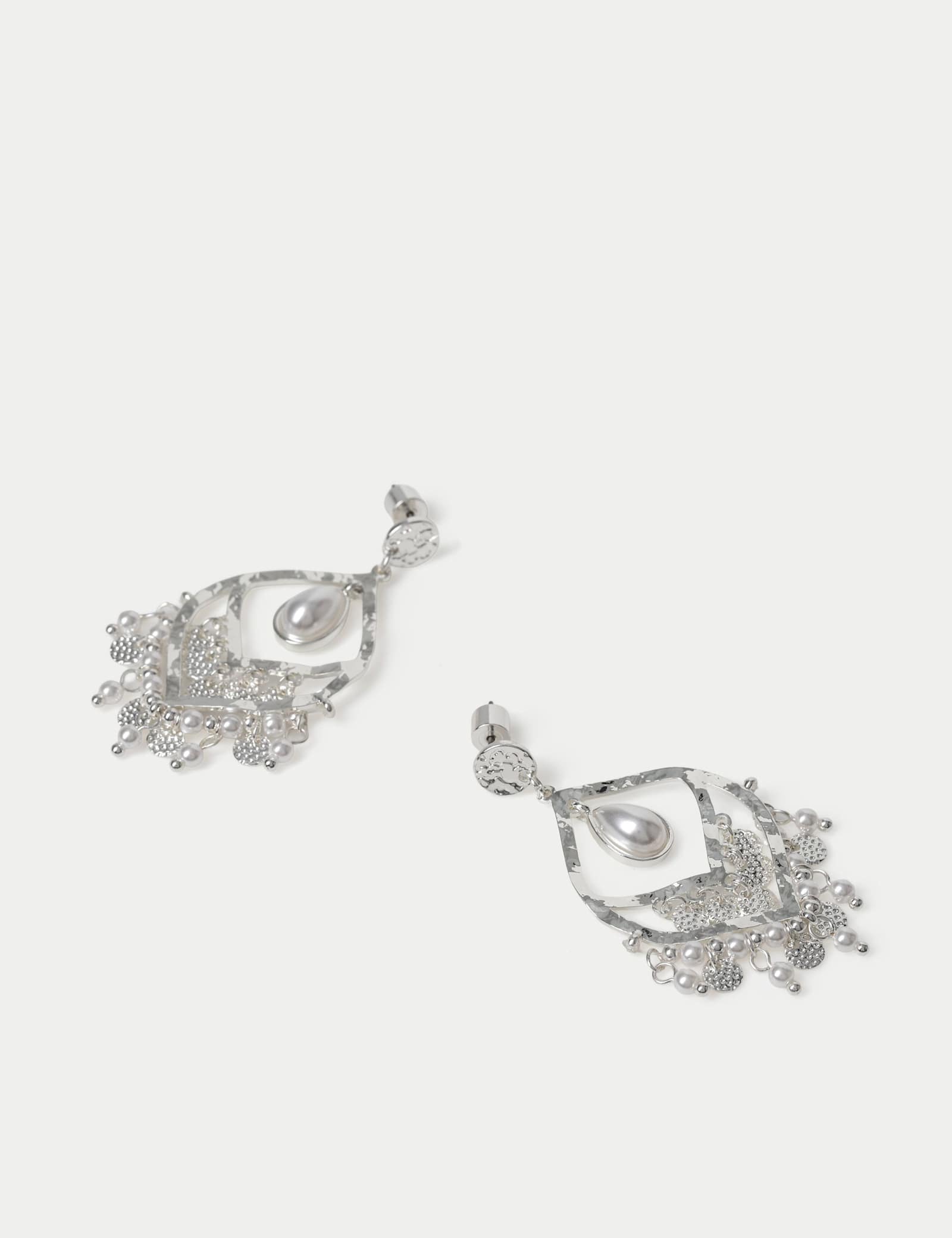 Pearl Tone Chandelier Earrings - image 2