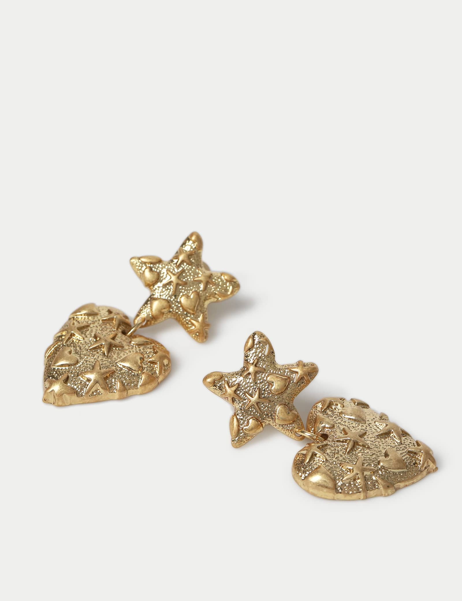 Star Heart Textured Drop Earrings - image 2