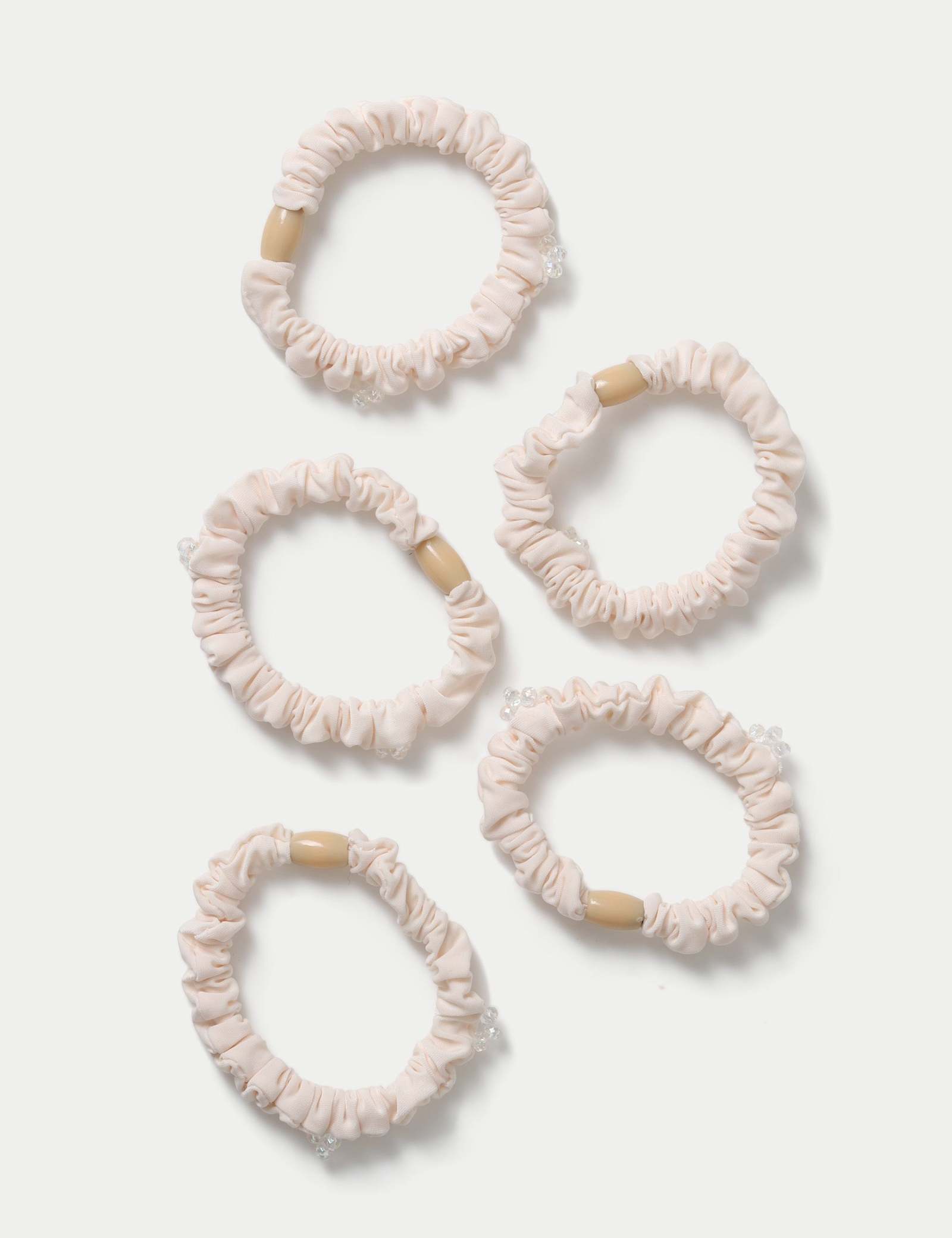 5 Pack Cream Bead Scrunchie - image 2