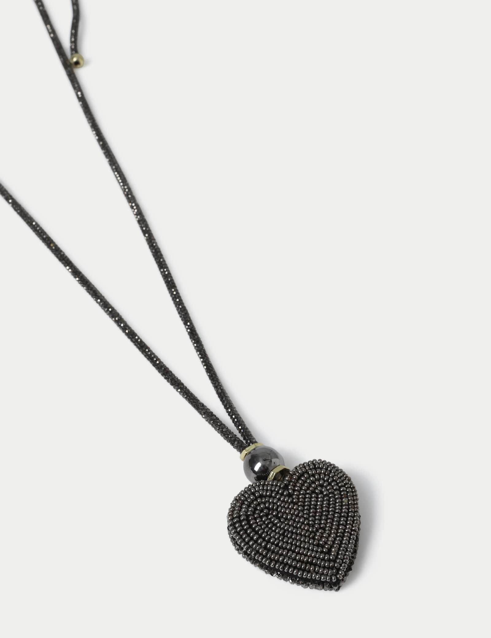 Beaded Heart Long Pendant Necklace - image 2