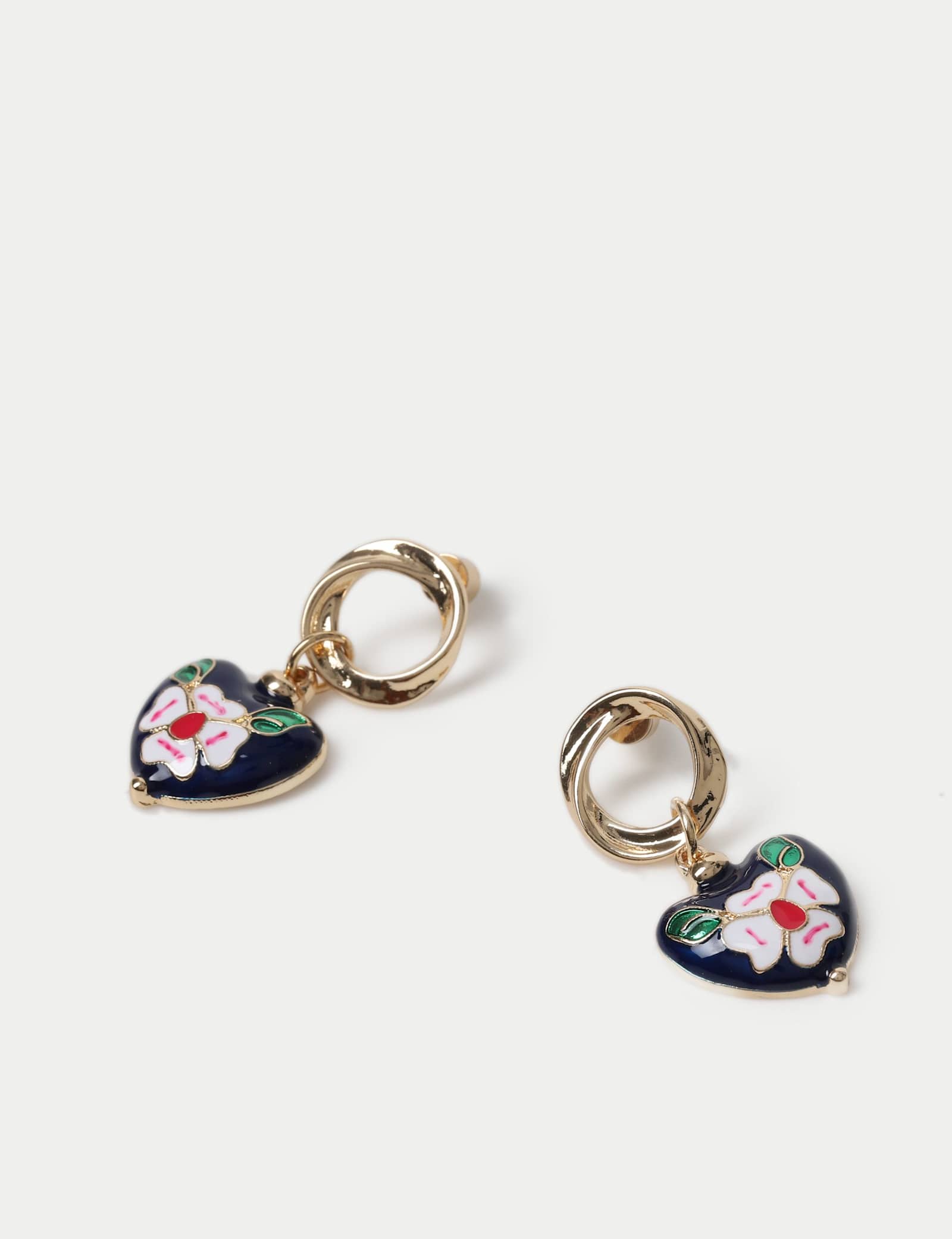 Enamel Heart Drop Earrings - image 2