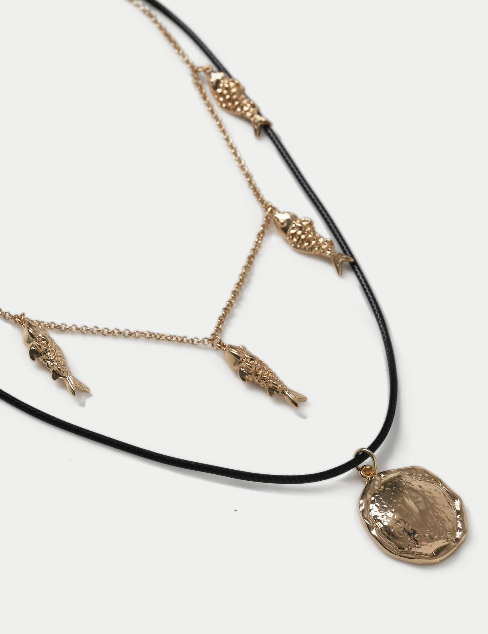 Multirow Fish And Disc Necklace - image 2