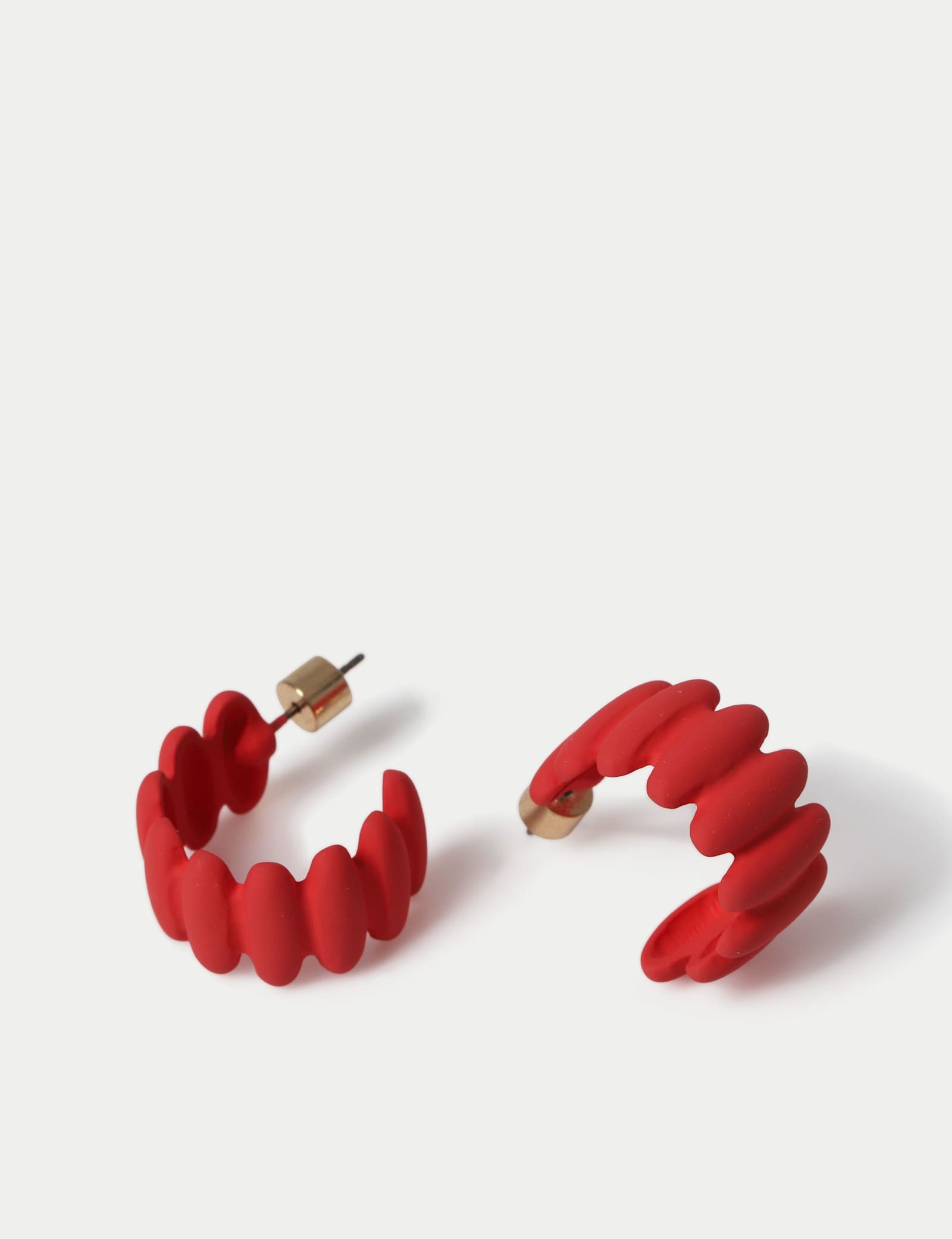 Powder Coat Ridge Hoop Earrings Red - image 2