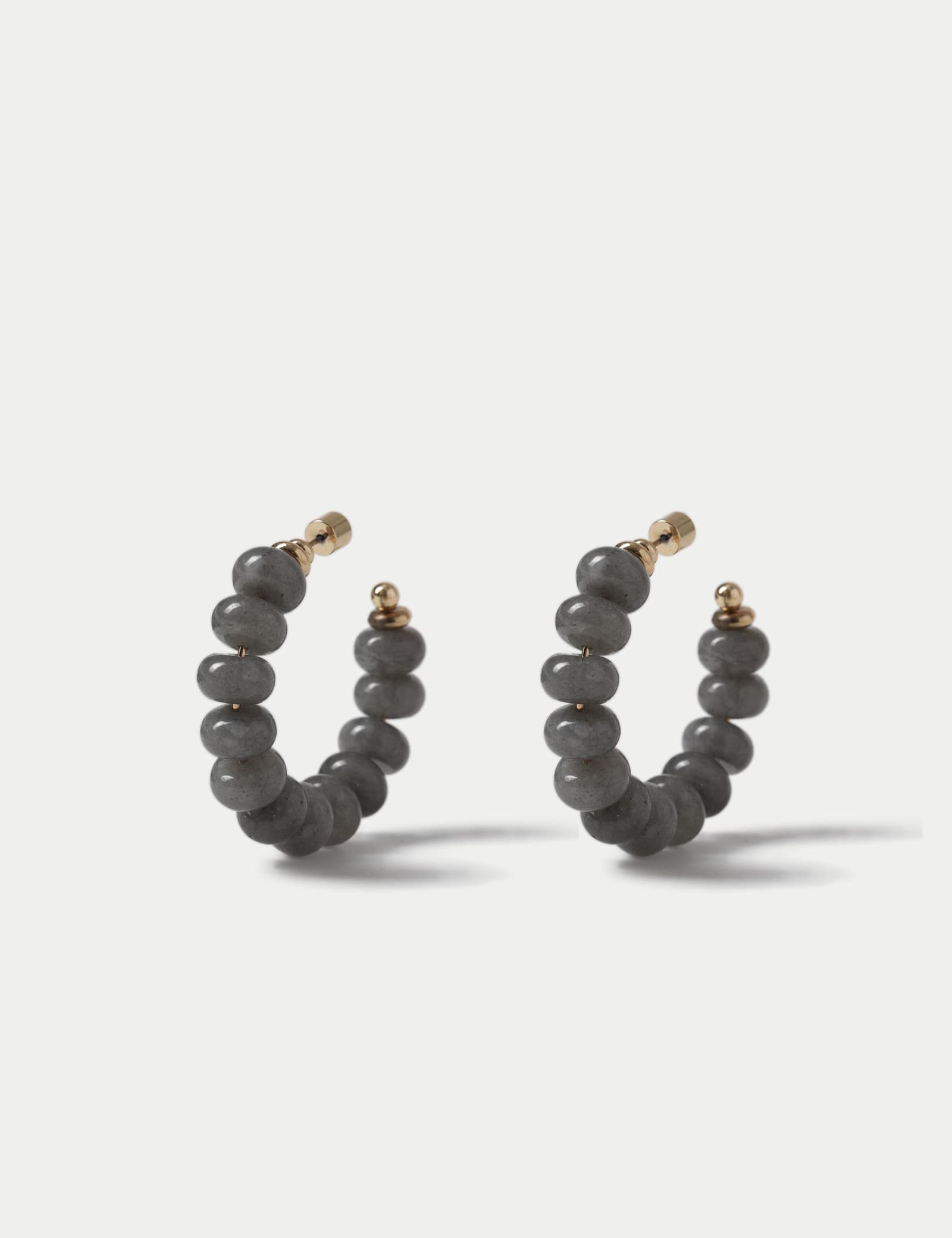 Faceted Natural Stone Hoop Earrings - image 1