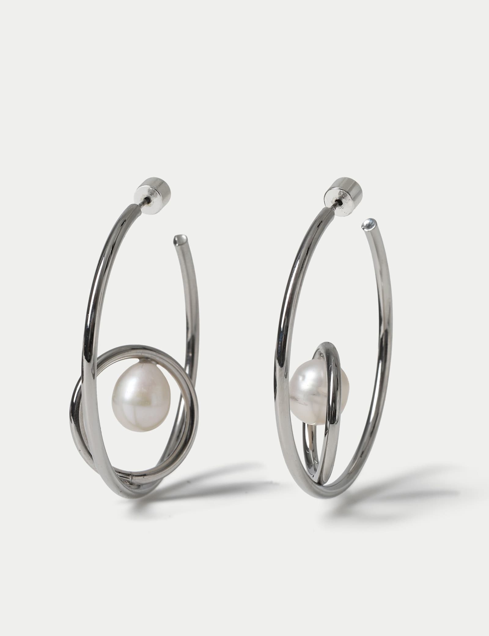 Fresh Water Pearl Hoop Earrings - image 1