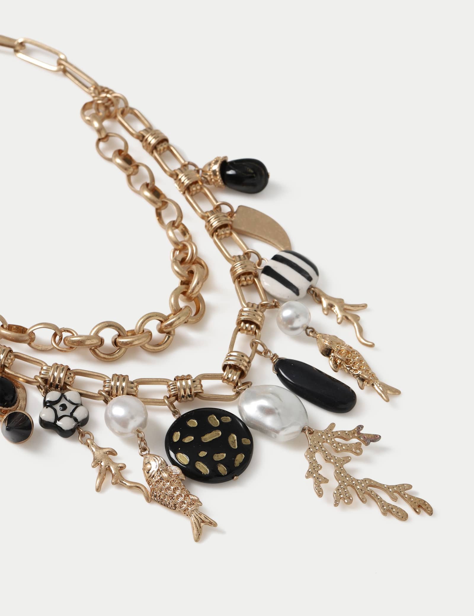 Multi Row Shell Pearl Charm Necklace - image 2