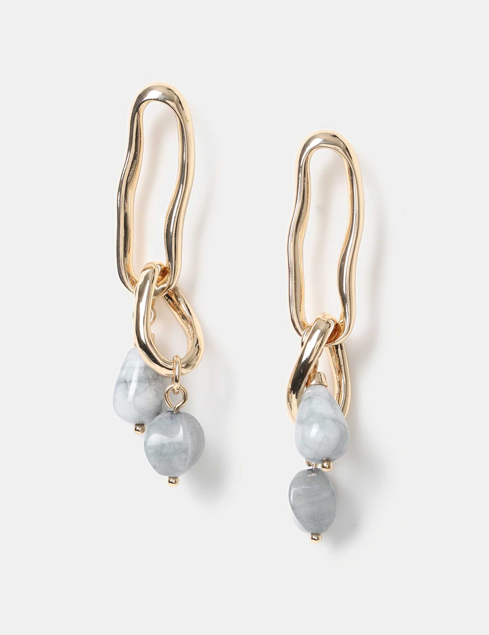 Natural Stone Link Drop Earrings - image 1