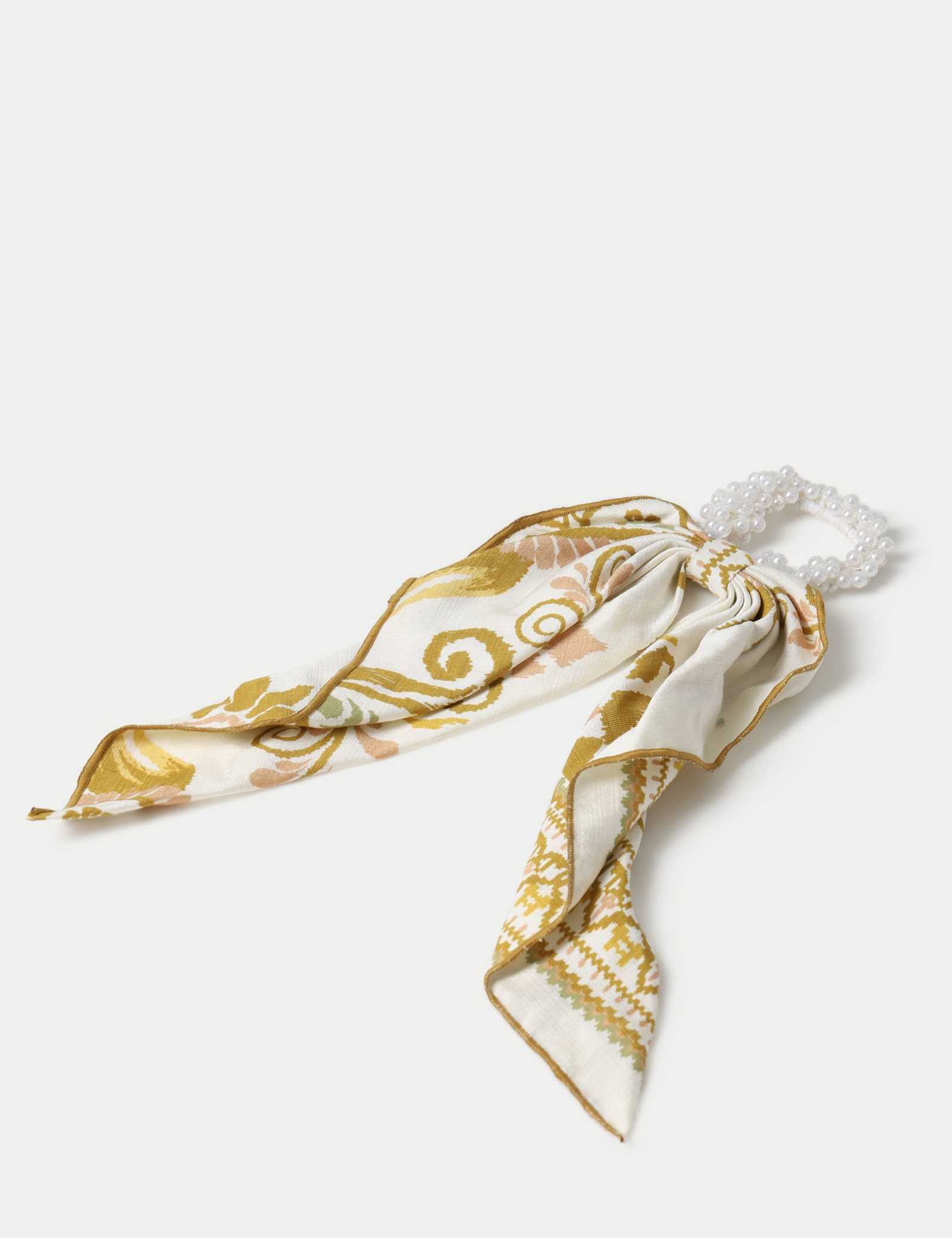 Cream And Green Tail Scrunchie - image 2