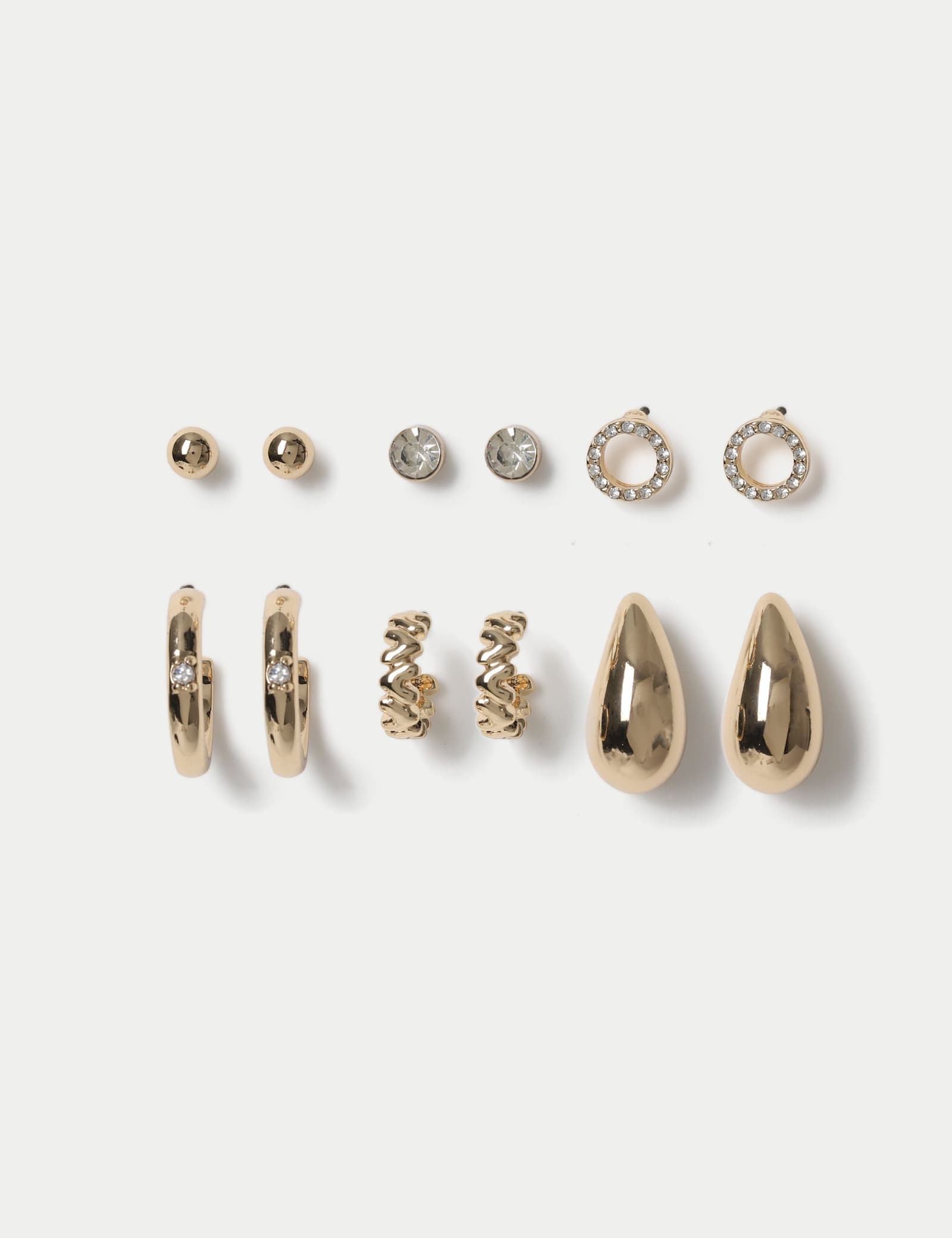 6 Pack Gold Tone Stud and Hoop Set