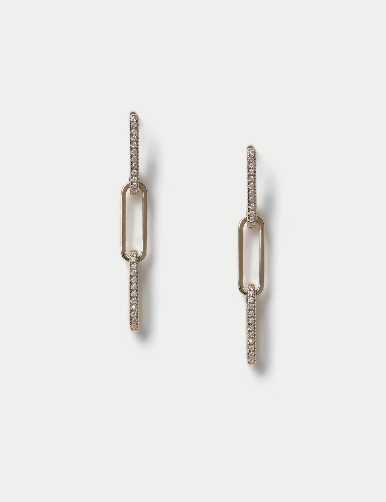 14k Gold Plated Link Drop Earrings - image 1