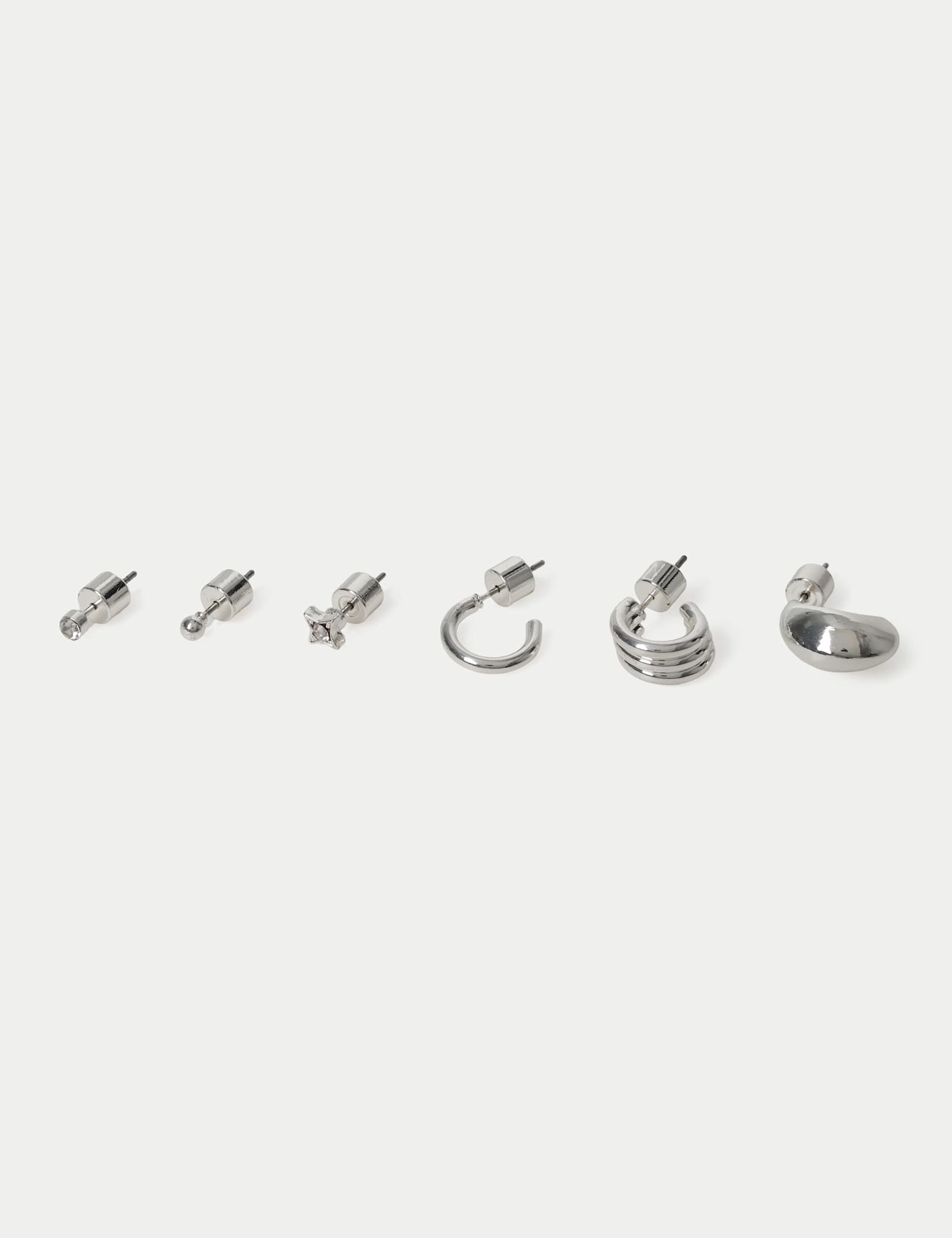 6 Pack Silver Tone Earrings - image 2