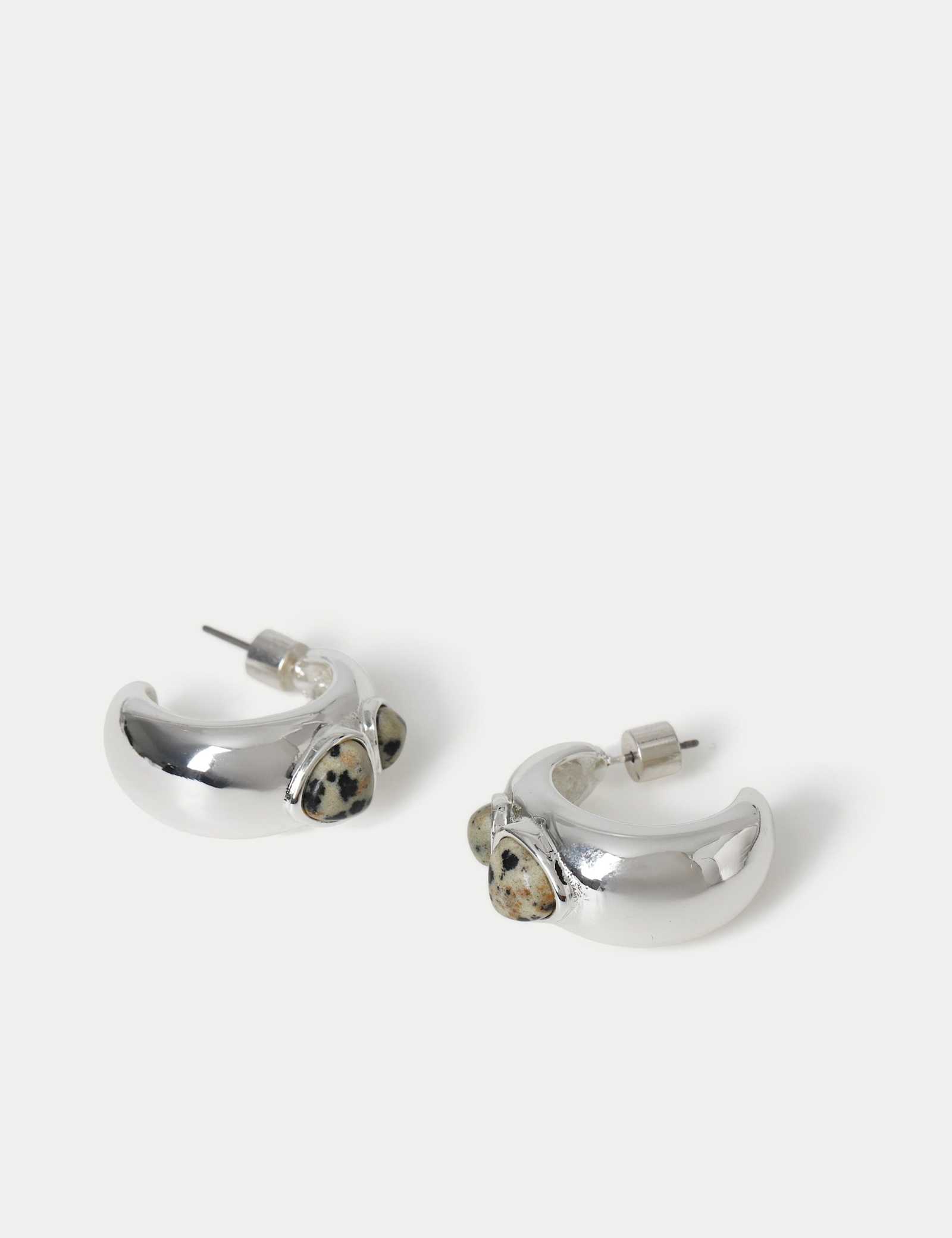 Natural Stone Inlay Hoop Earrings - image 2