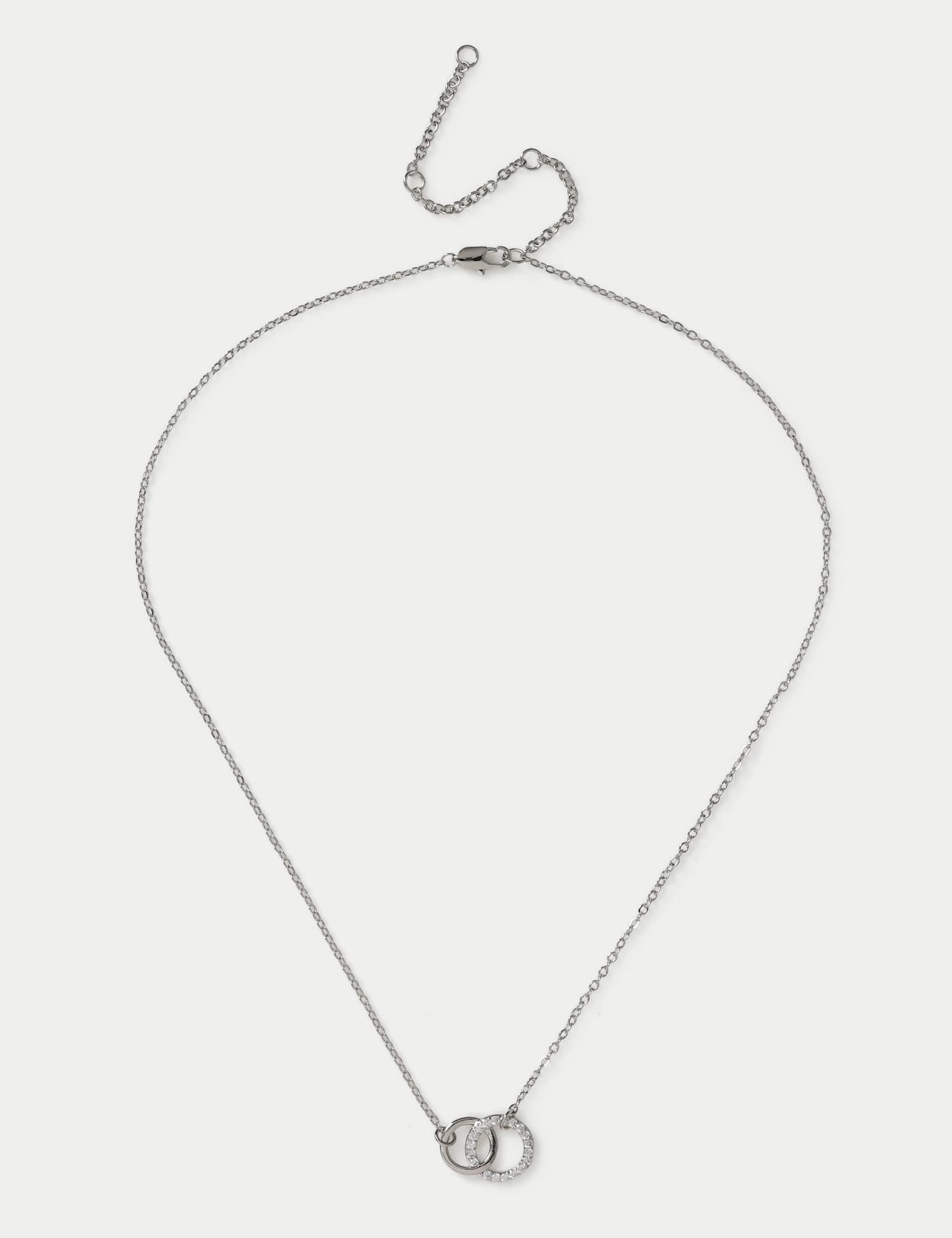 Platinum Plated Twin Circle Necklace - image 1