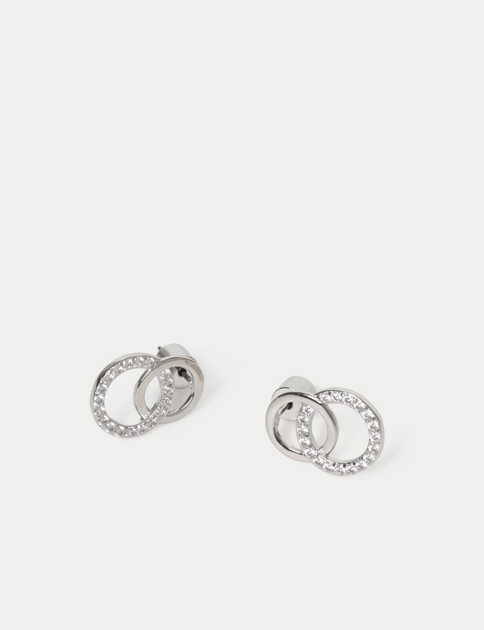 Platinum Plated Twin Circle Earrings - image 2