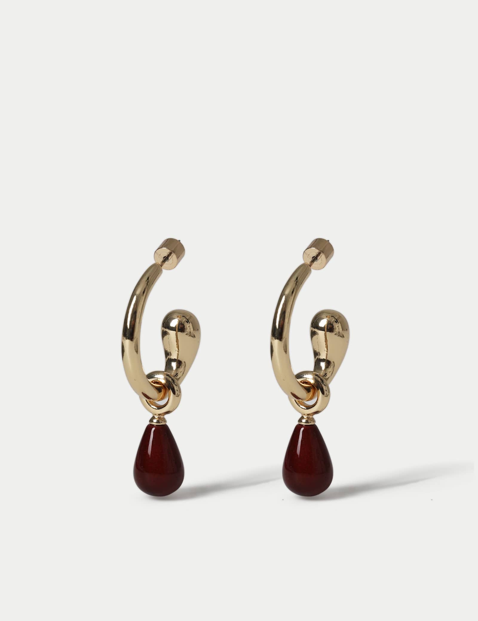Natural Stone Drop Hoop Earrings - image 1