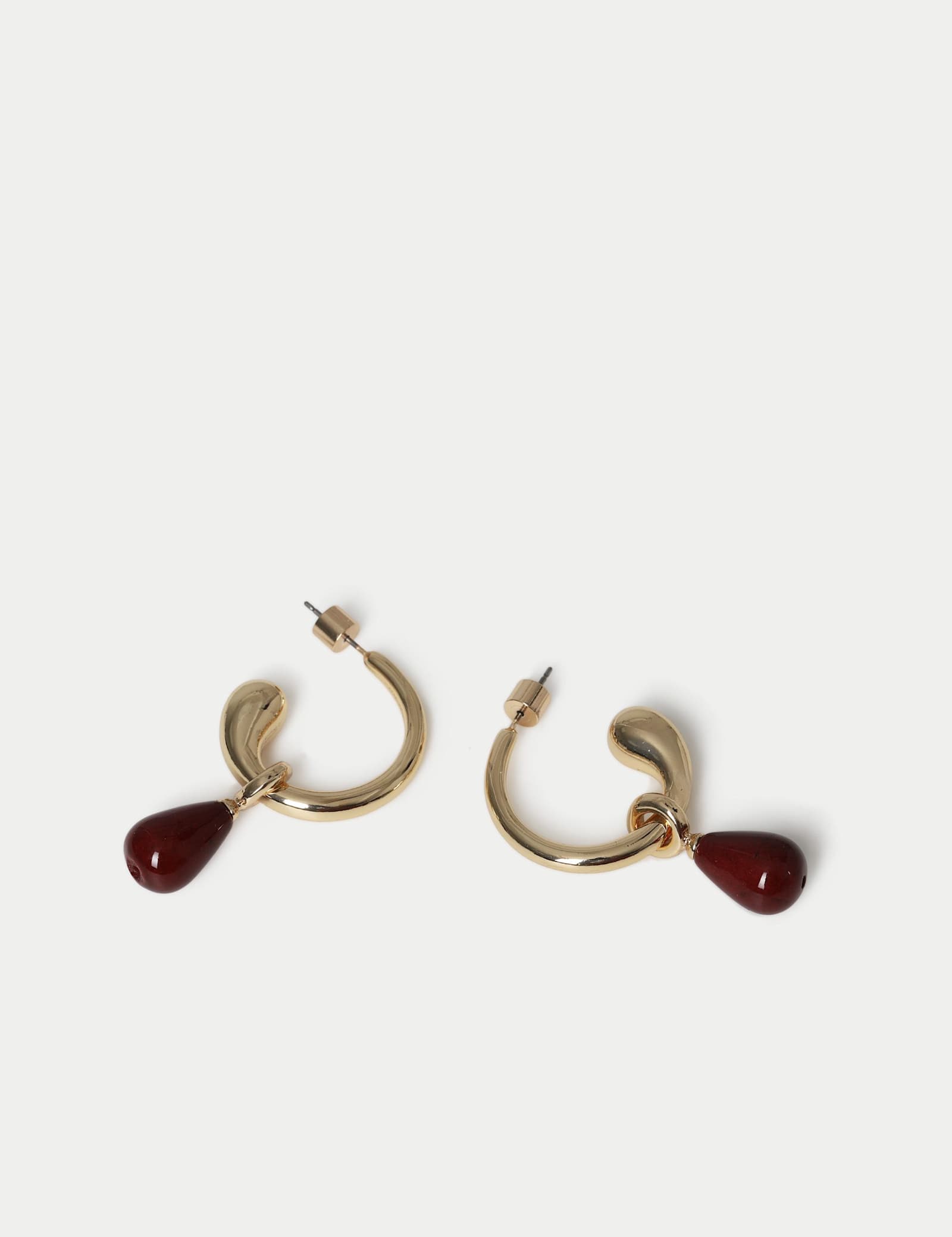 Natural Stone Drop Hoop Earrings - image 2