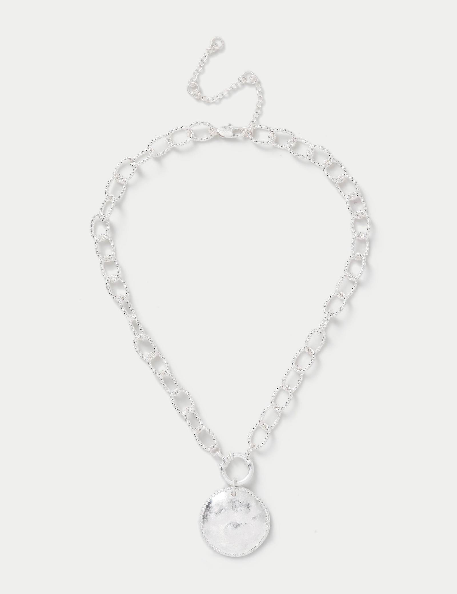 Brushed Coin Pendant Necklace - image 1