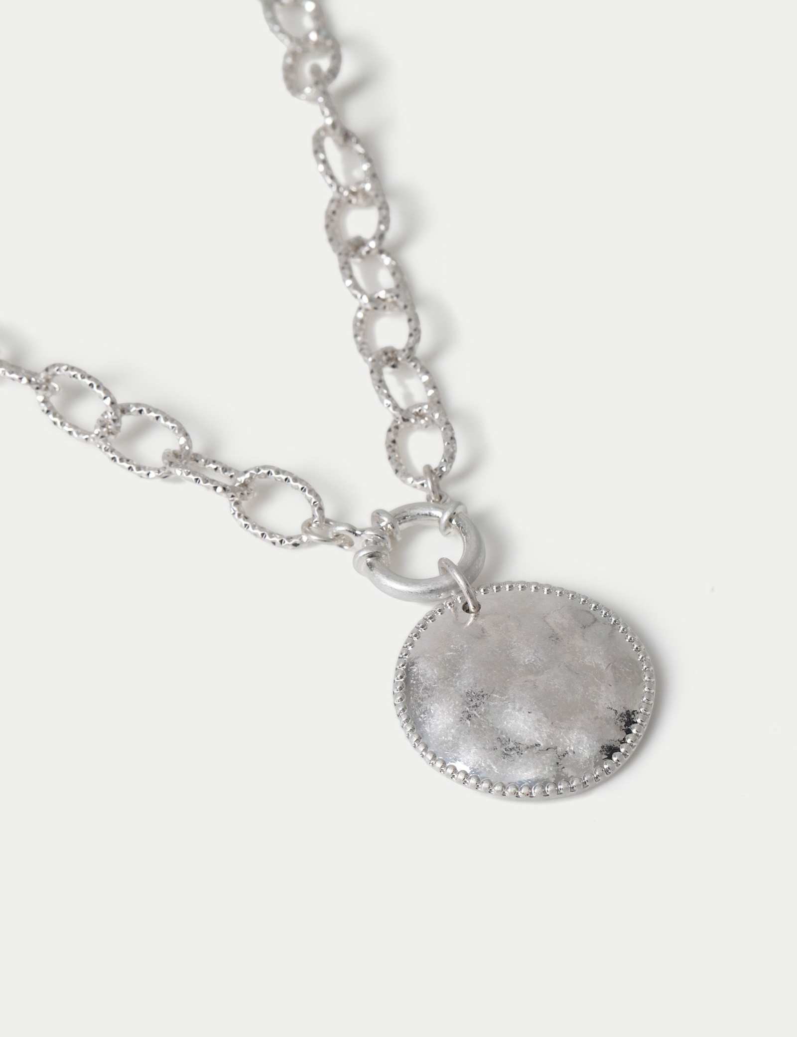 Brushed Coin Pendant Necklace - image 2
