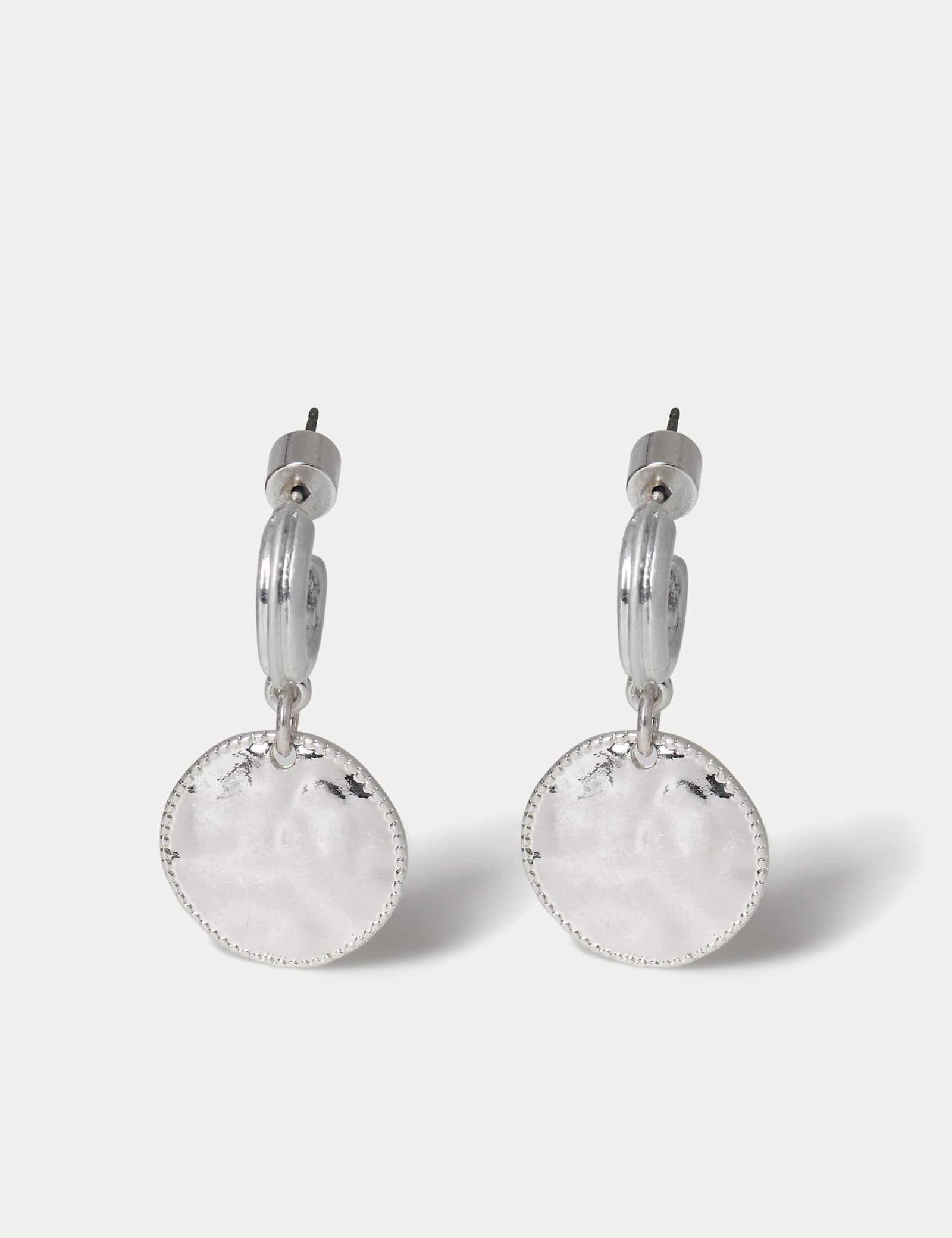 Brushed Drop Hoop Earrings - image 1