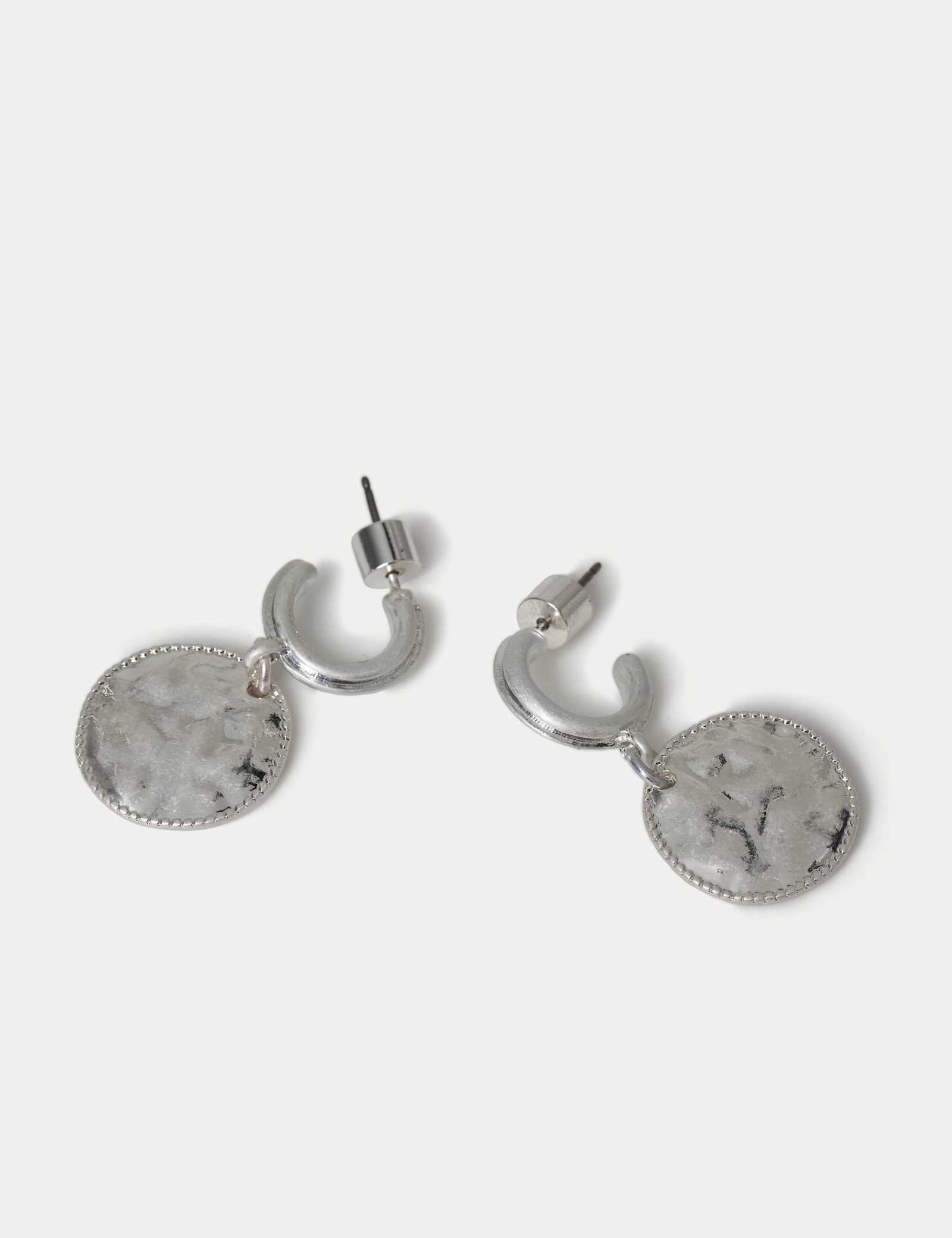 Brushed Drop Hoop Earrings - image 2