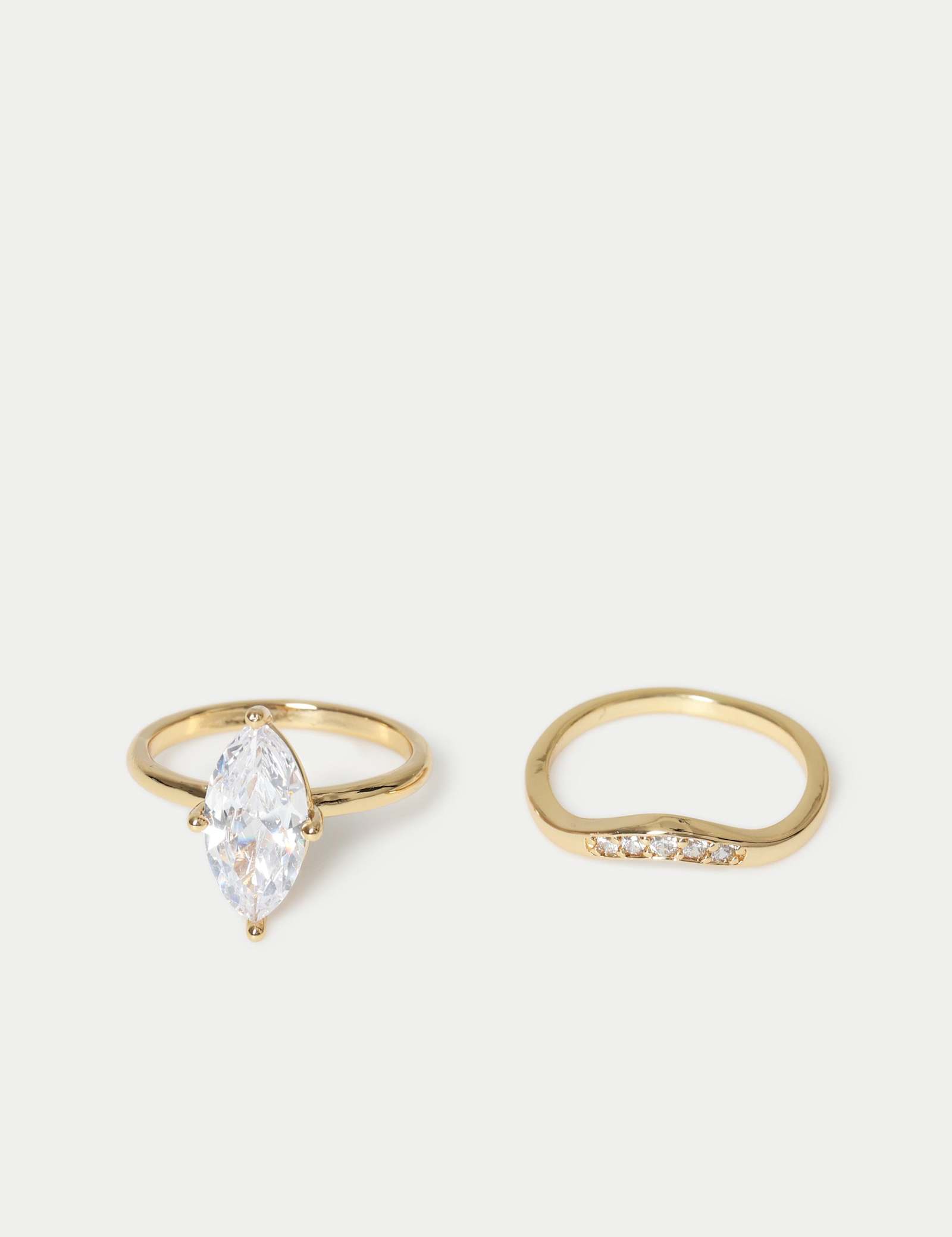 14ct Gold Plated 2 Pack Pear Rings - image 1