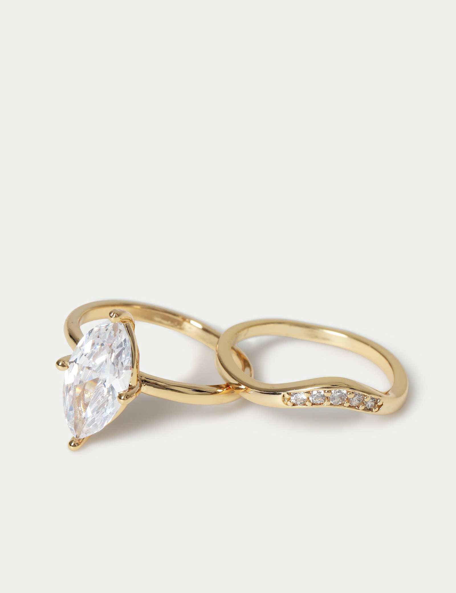 14ct Gold Plated 2 Pack Pear Rings - image 2
