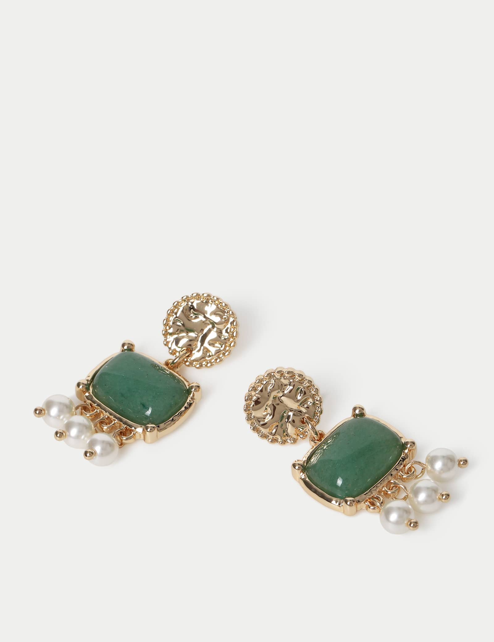 Natural Stone Pearl Effect Drop Earrings - image 2