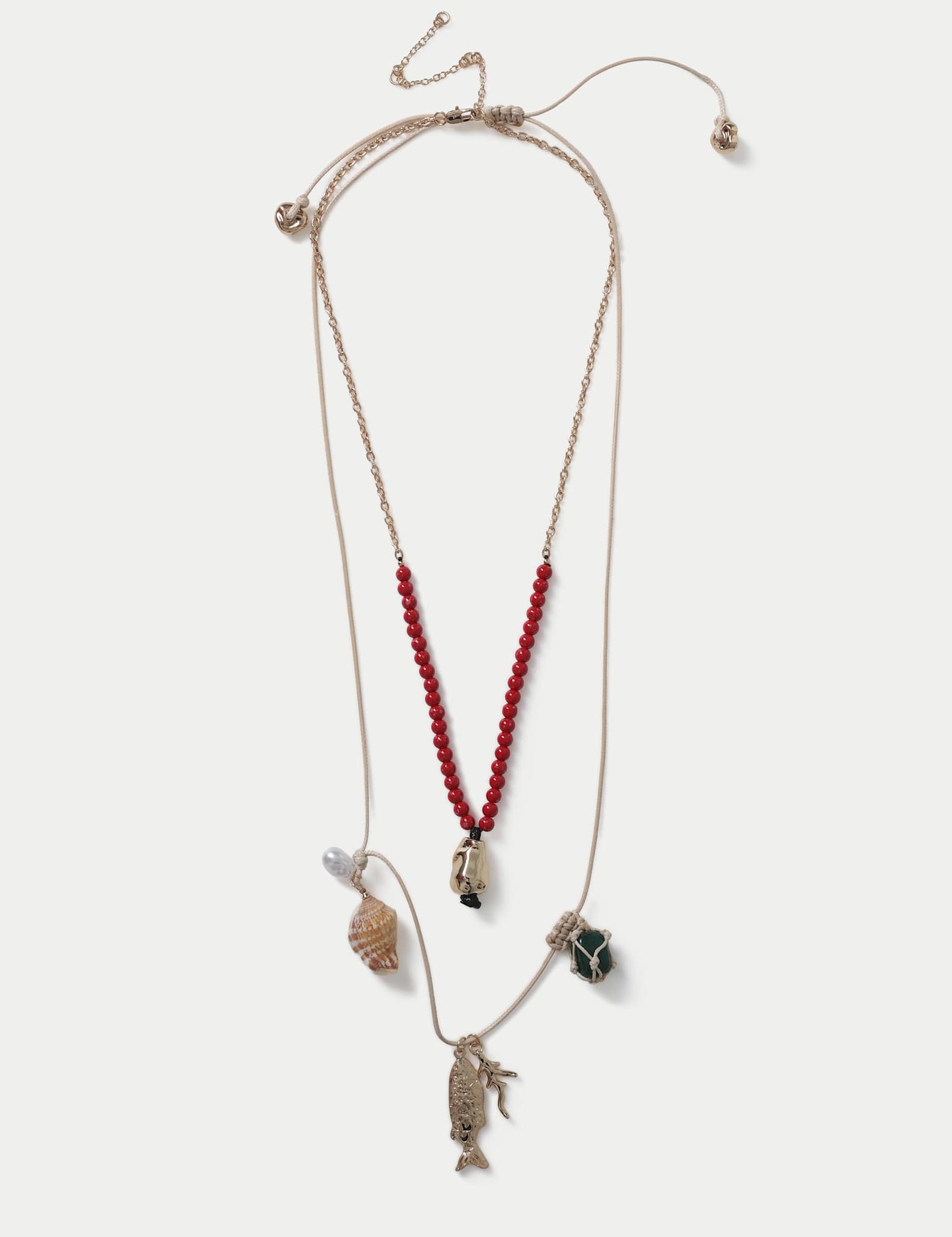 Beaded Multi Long Pendant Necklace - image 1